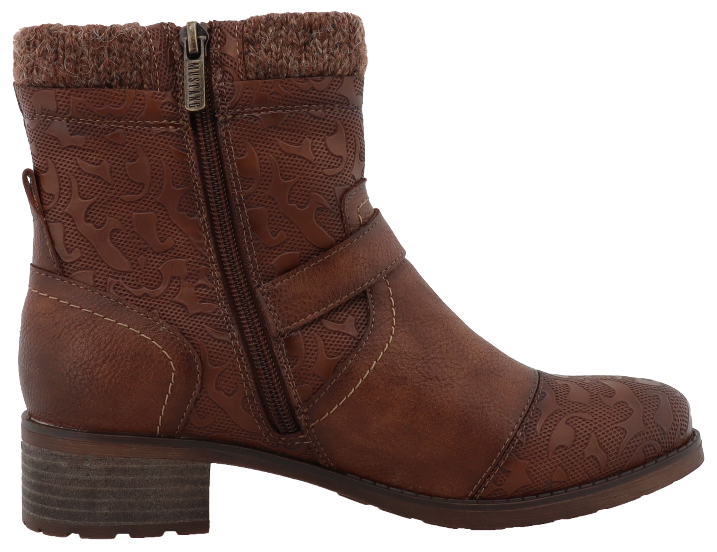 Mustang Shoes Winterstiefelette »Fabienne«  Biker Boots mit Blockabsatz und Zierriemchen