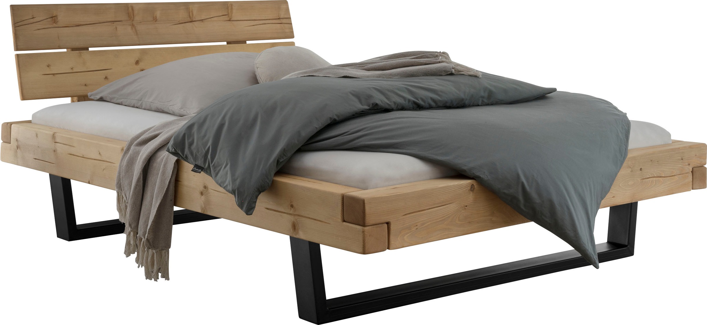 Home affaire Massivholzbett »Ultima Balkenbett Doppelbett, Füße Metallkufe« günstig online kaufen