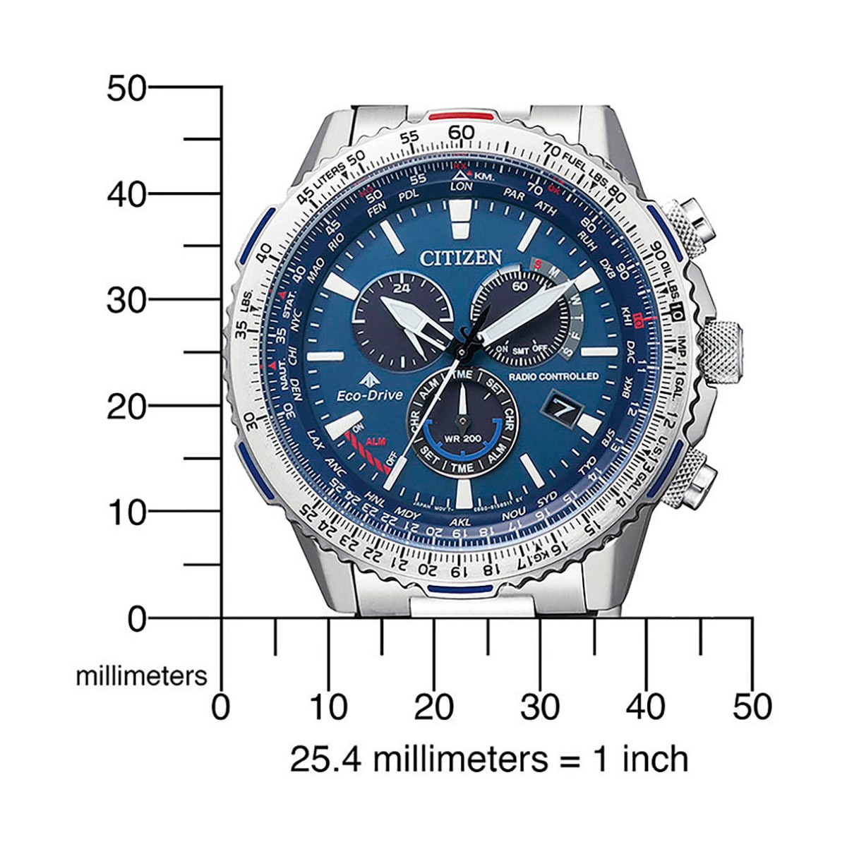 Citizen Funkchronograph »Promaster Sky«, Armbanduhr, Herrenuhr, Solar, Stoppfunktion, bis 20 bar wasserdicht