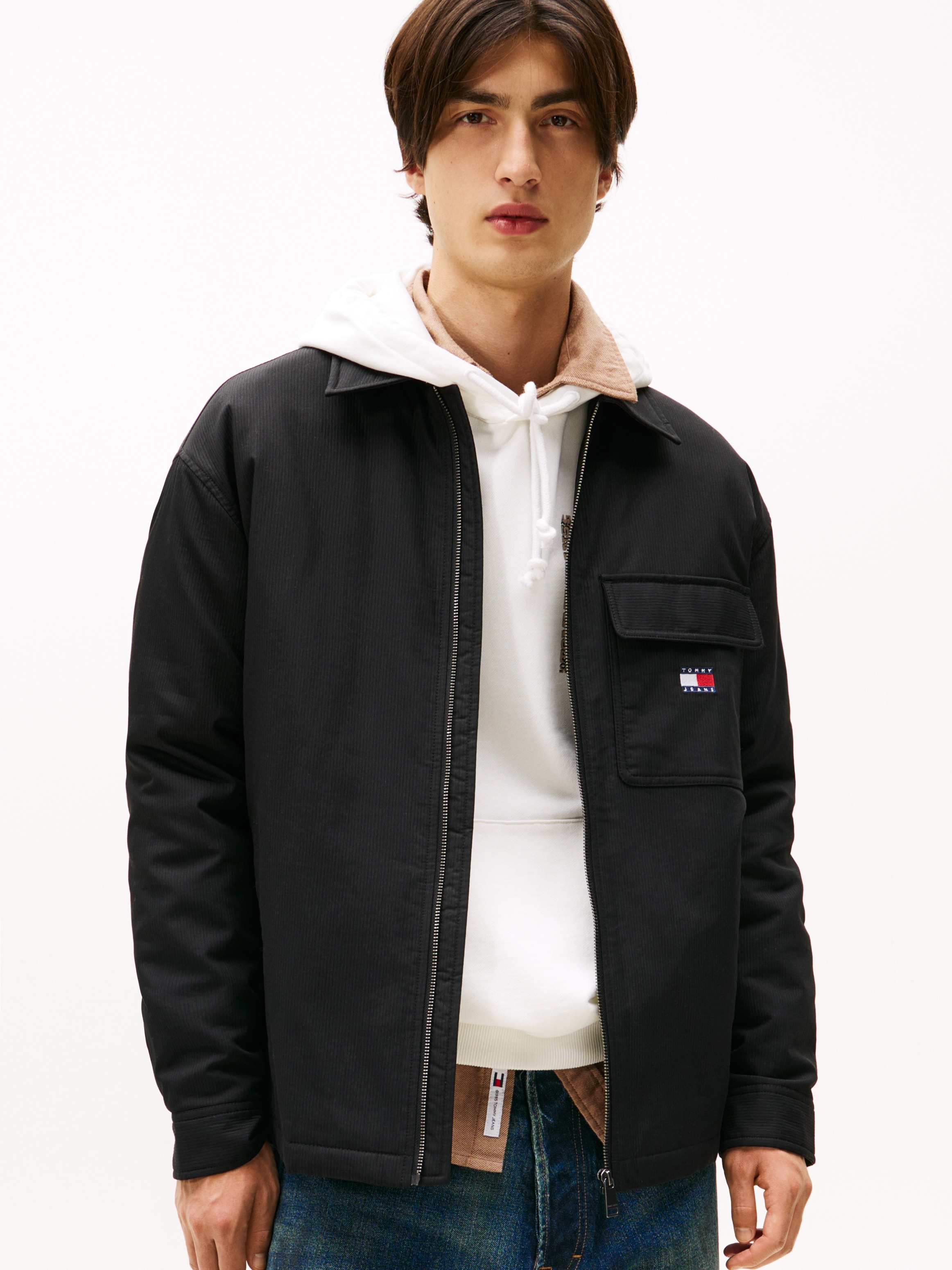 Tommy Jeans Hemdjacke »TJM PADDED TECH CORD« ohne Kapuze Overshirt, lockere Form, wattiert