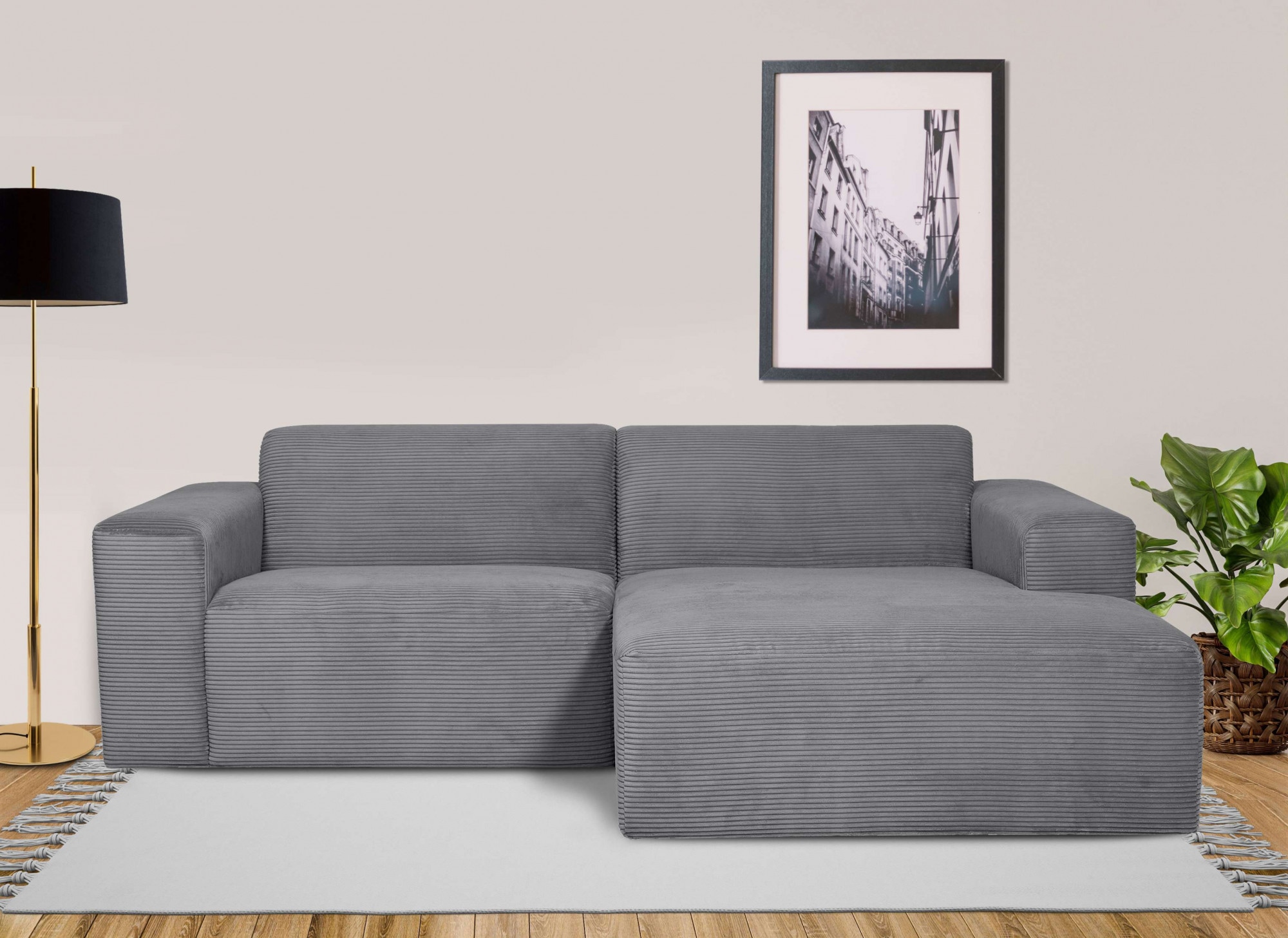 INOSIGN Ecksofa »Koa,228cm, L-Form, Modulsofa, Webstoff, Cord«, Designsofa, weicher Lounge-Sitzkomfort, Welleunterfederung, bodentief