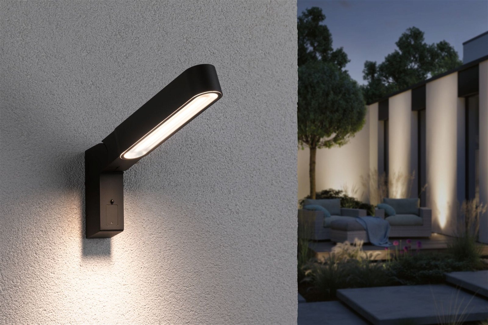 Paulmann LED Außen-Wandleuchte »House Ito 47x301mm 3000K 6W 450lm 230V 65° Anthrazit Metall Kunststoff«, 1 flammig, Bewegungsmelder Vertikale Ausrichtung IP44