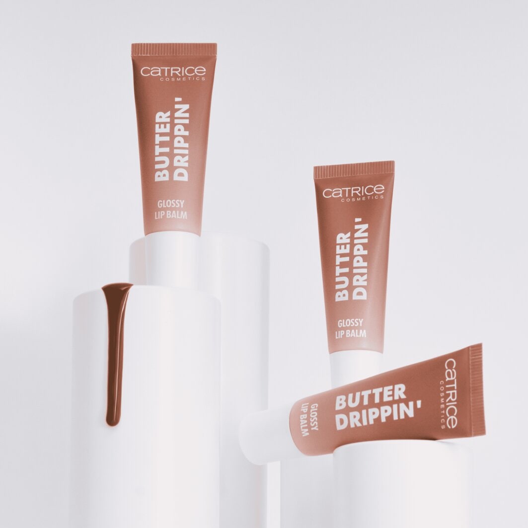 Catrice Lippenbalsam »Butter Drippin' Glossy Lip Balm«, (Set, 3 tlg.), Dezenter Farbakzent, geschmeidig, hochglänzend, spendet Feuchtigkeit.