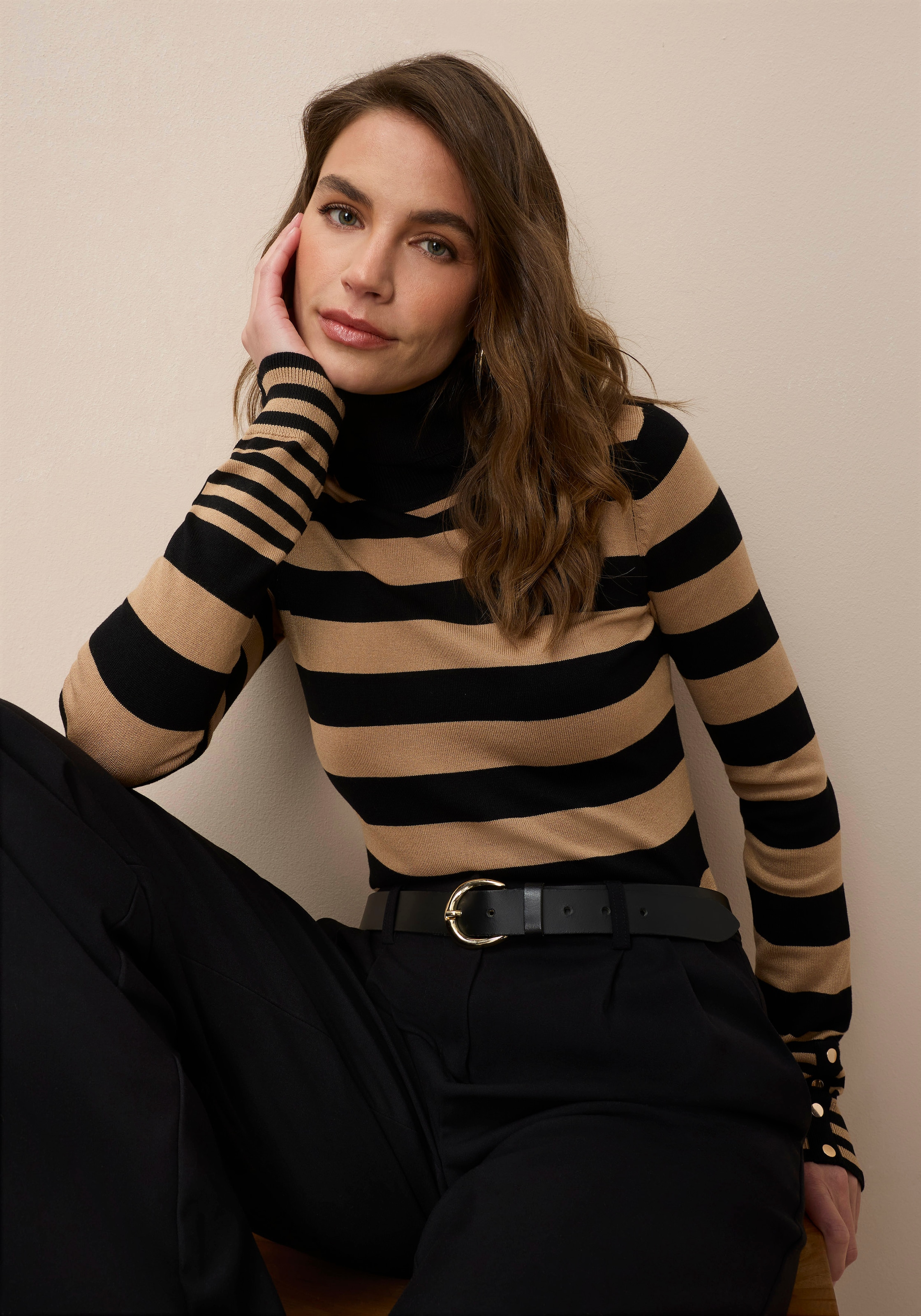 Tamaris Rollkragenpullover im lässigen Streifendesign