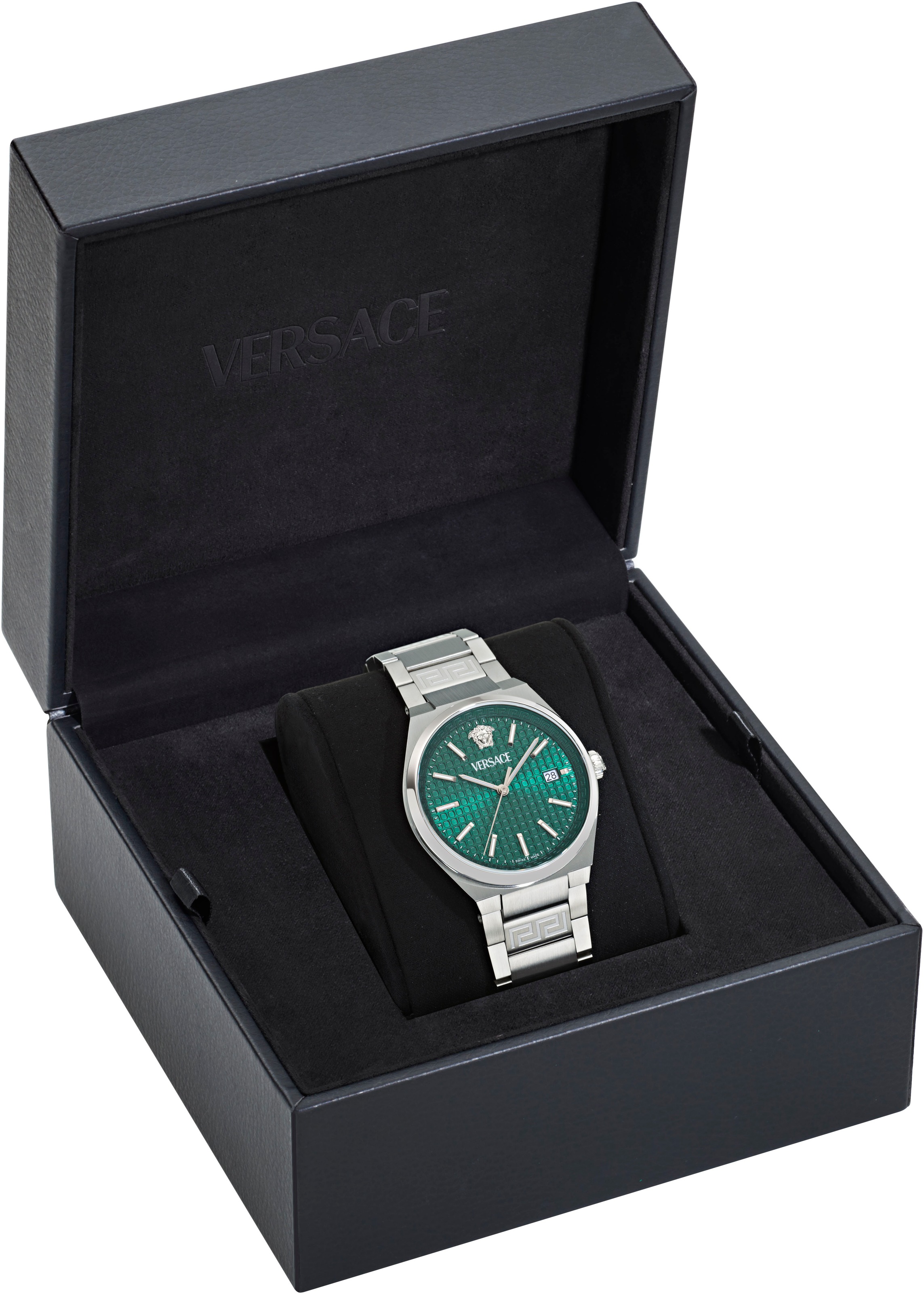 Versace Quarzuhr »V-AURIA«, Armbanduhr, Herrenuhr, Swiss Made, Edelstahlarmband, analog, Datum