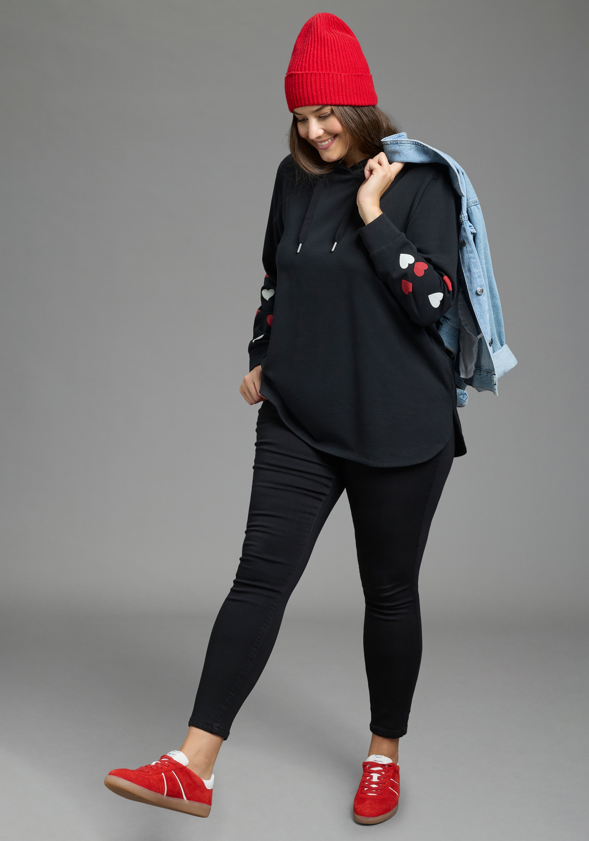 Laura Scott CURVE Kapuzensweatshirt »Große Größen«, im Oversized Look aus weicher Baumwolle
