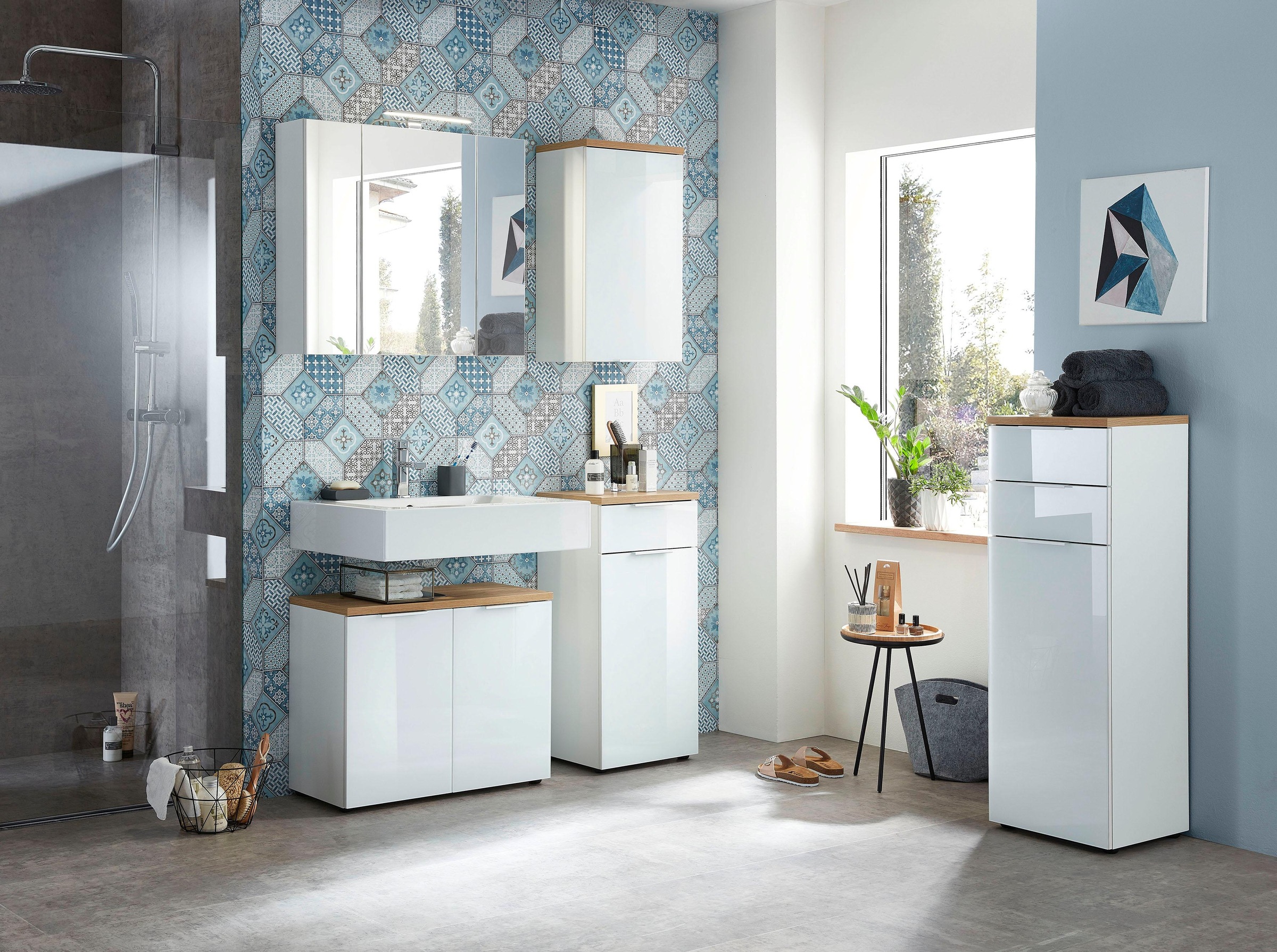 GERMANIA Unterschrank »Pescara«, Front mit Glasauflage