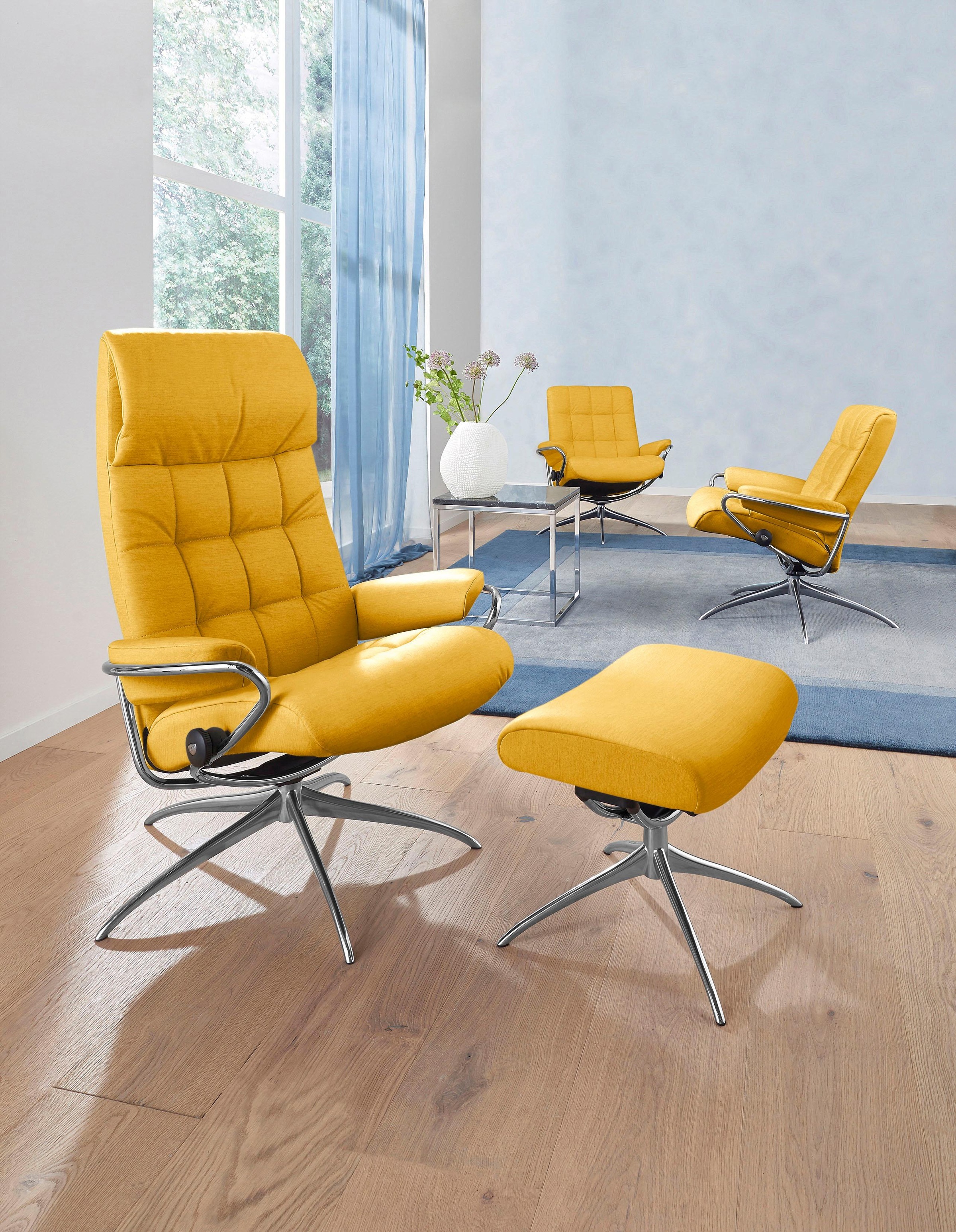 Stressless® Relaxsessel »London«, (Set, Relaxsessel mit Hocker), mit Hocker, High Back, mit Star Base, Gestell Chrom