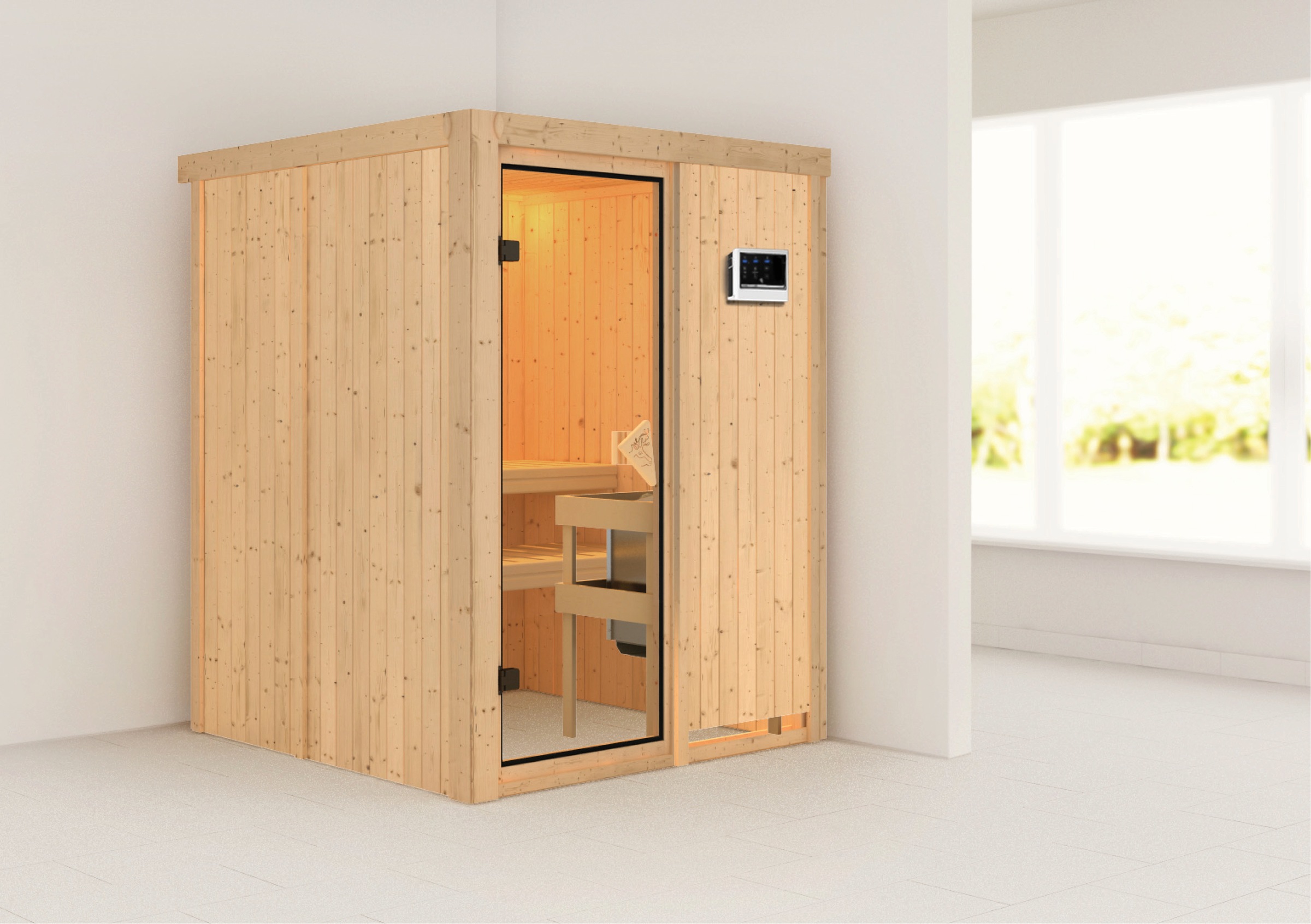 Karibu Sauna »Milaja«, 3,6-kW-Plug & Play Ofen mit externer Steuerung günstig online kaufen