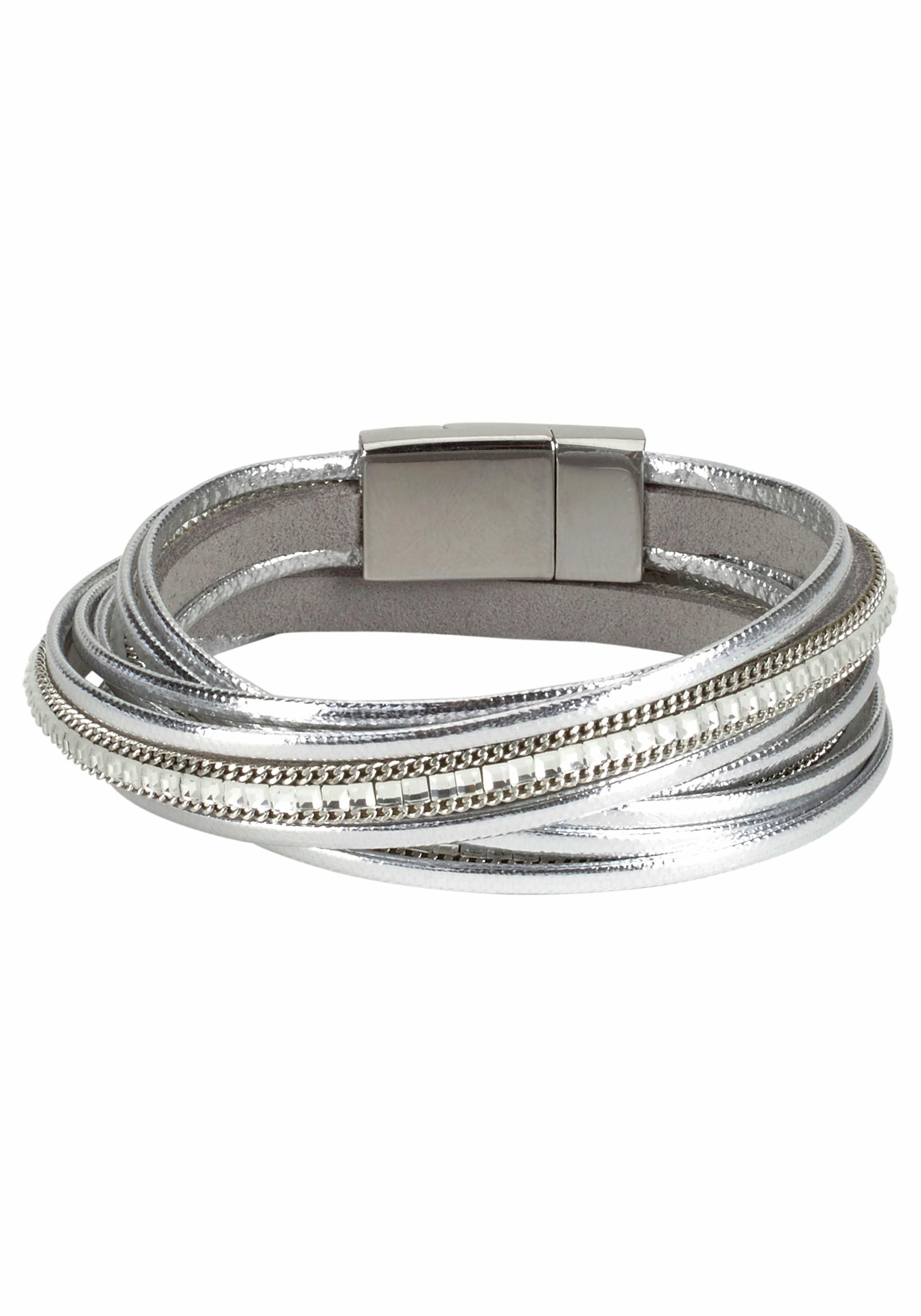 Firetti Wickelarmband »im Metallic Look«, mit Glasstein