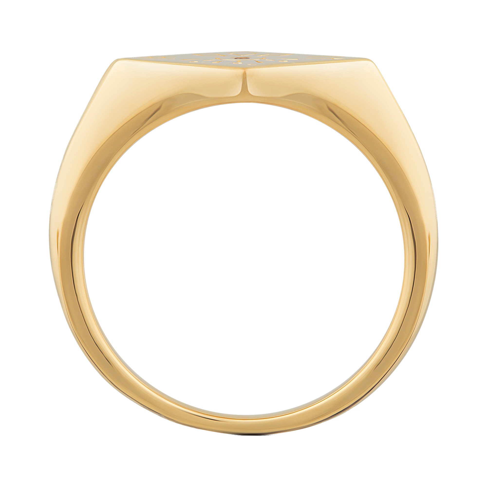 CAÏ Fingerring »925 Silber vergoldet Siegelring Raute Tattoo«