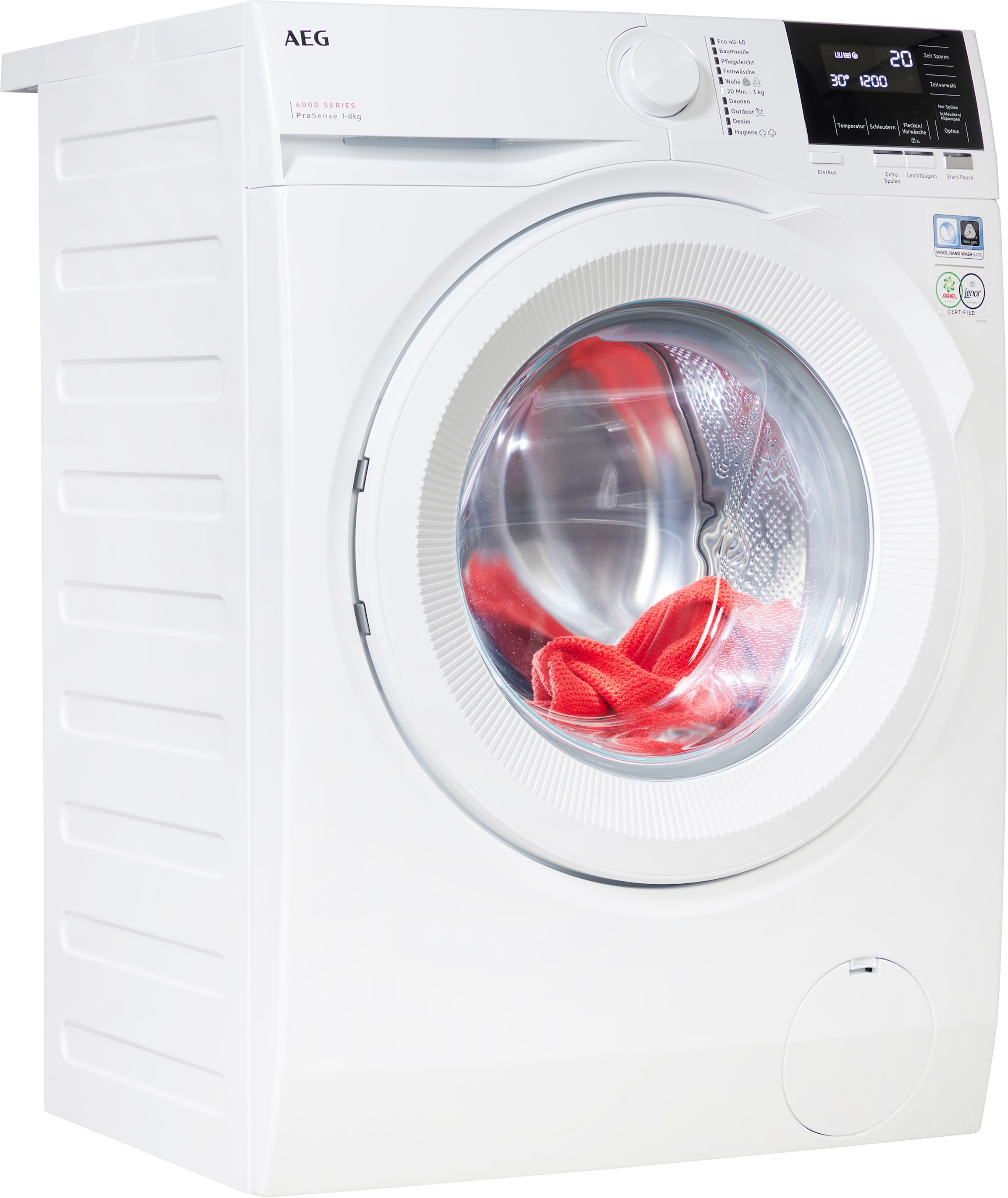 AEG Waschmaschine »LR6A648«, Mengenautomatik​ 6000, und spart 1400 bestellen bis 40% - ProSense® Energie online LR6A648, Wasser Zeit, 8 kg, U/min