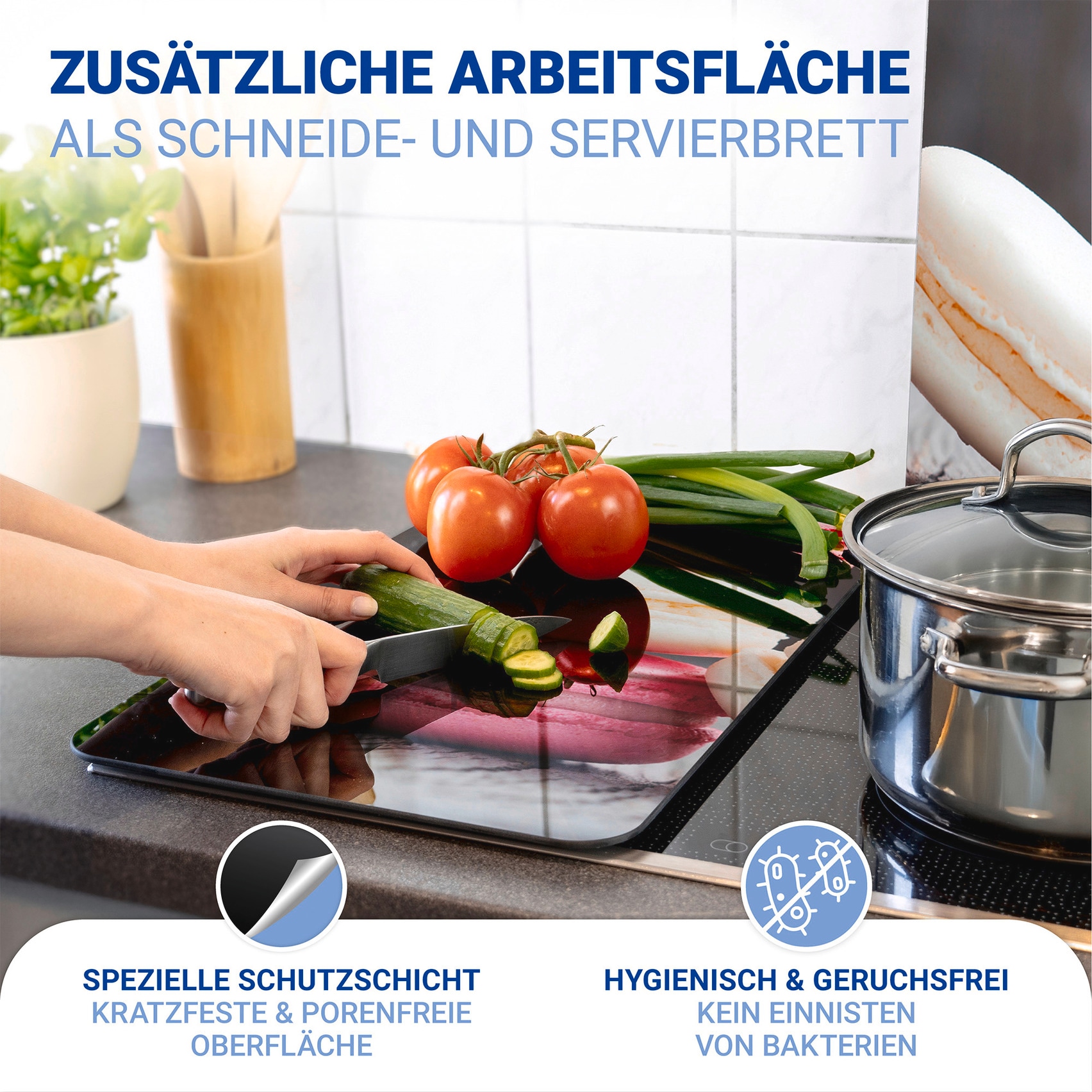 WENKO Herd-Abdeckplatte »Universal Modell Macarons«, (Set, 2 tlg.), Herdabdeckung für alle Herdarten, kratzfest, mit rutschfesten Füßen