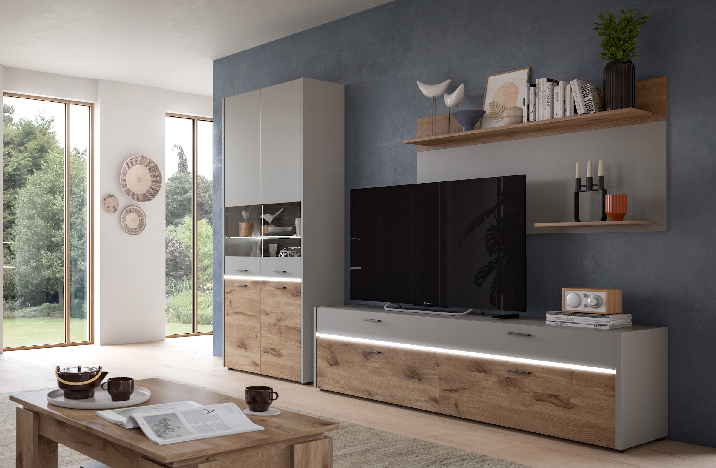 INOSIGN Wandboard »Spezia, Breite 140cm, in Hellgrau, 2 Ablageböden«, Wandr günstig online kaufen
