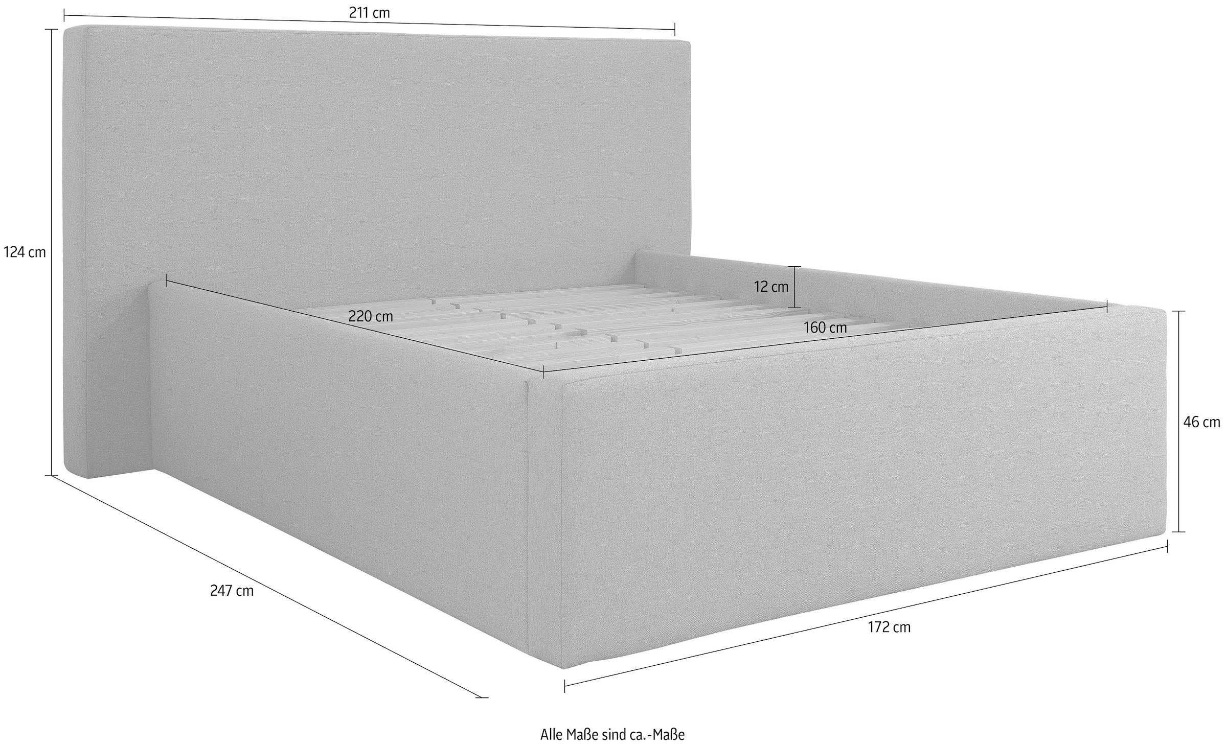 8. Bild von INOSIGN Polsterbett »Dalina«, geradliniges Kopfteil, in 5 Breiten, auch in 220cm Länge