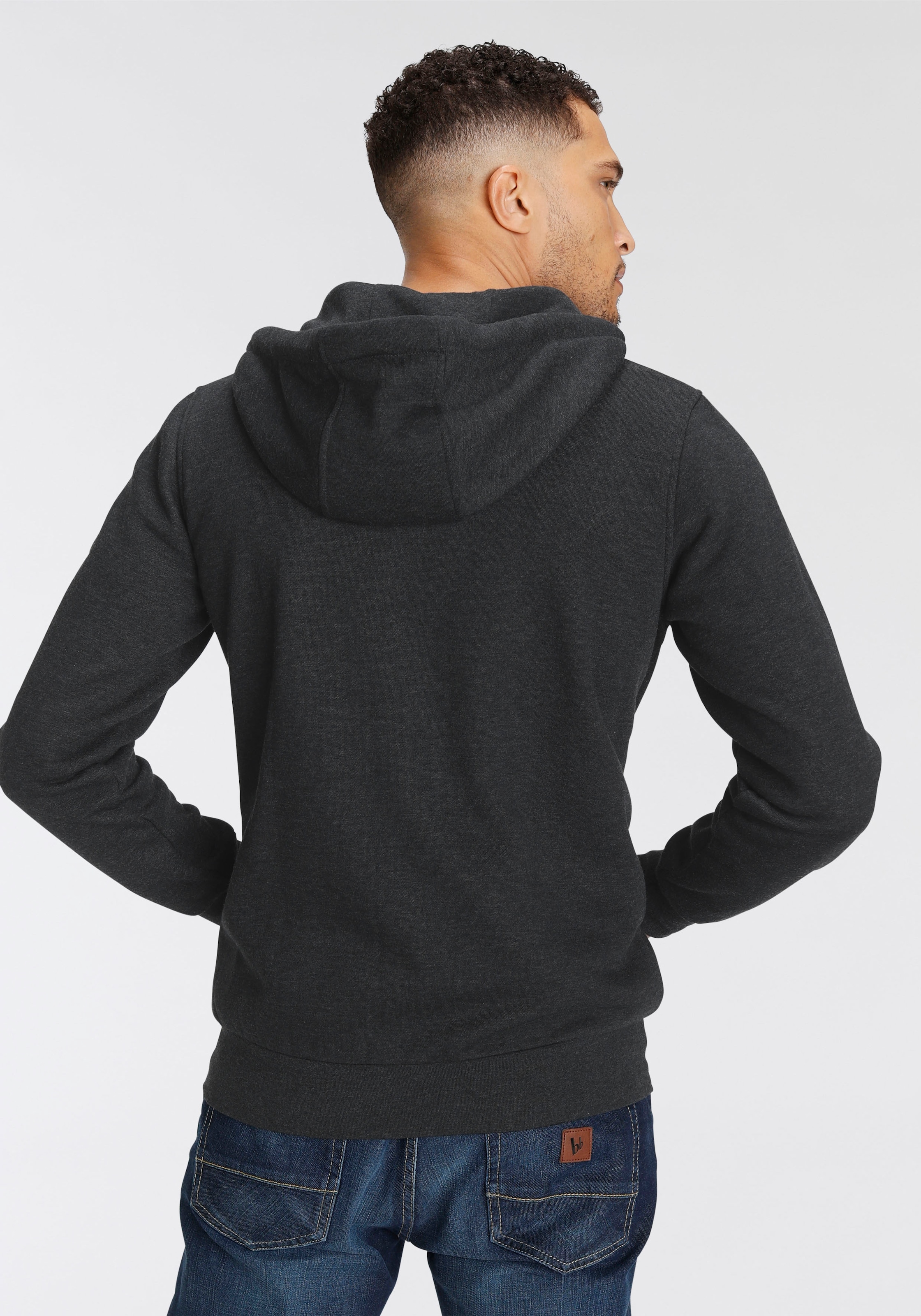 AJC Kapuzensweatjacke, mit Lederappltikationen an den Eingriffstaschen