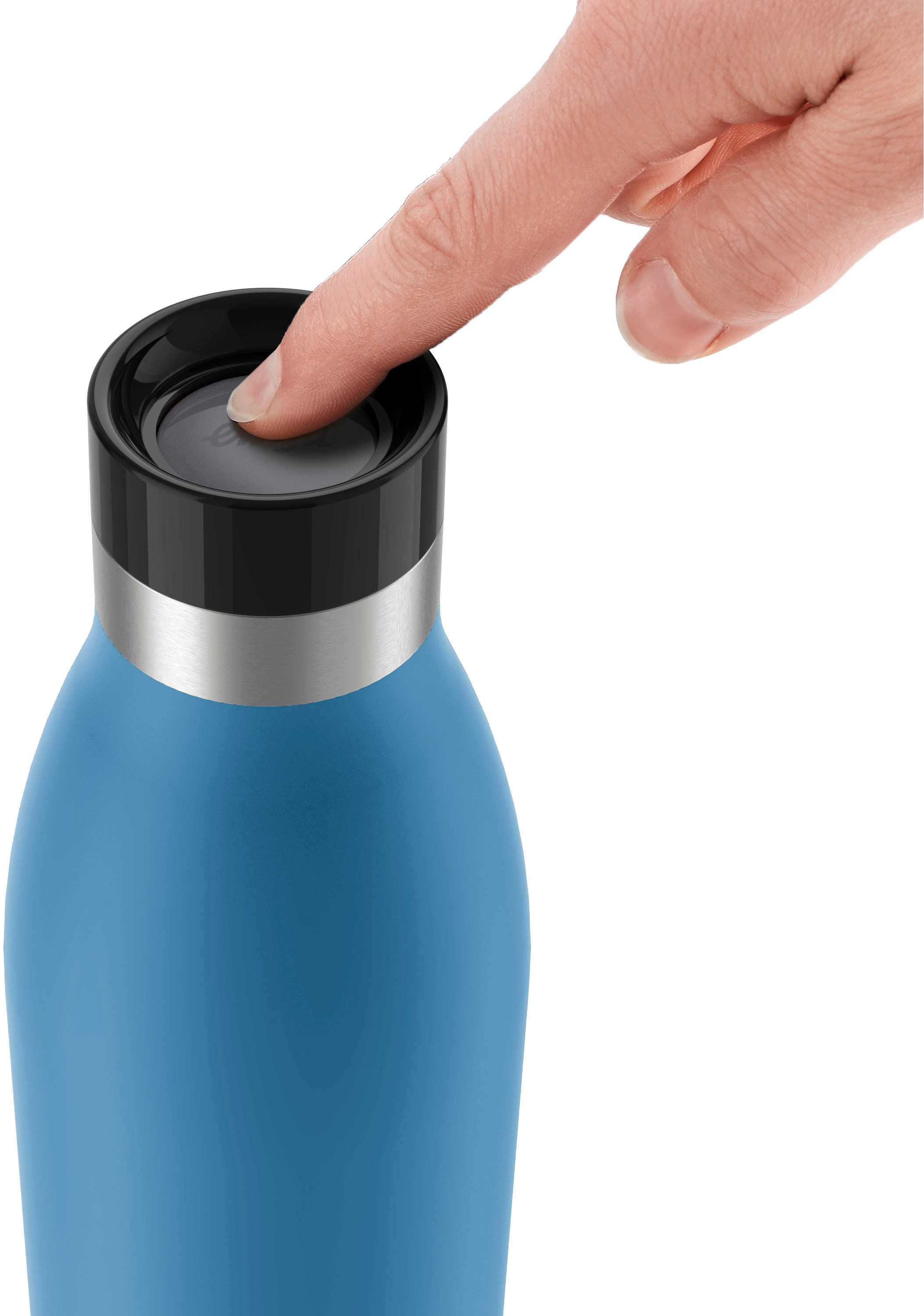 Emsa Isolierflasche »Trinkflasche Bludrop«, (1 tlg.), Edelstahl, Quick-Press Deckel, 360° Trinkgenuss, 12h warm/24h kühl