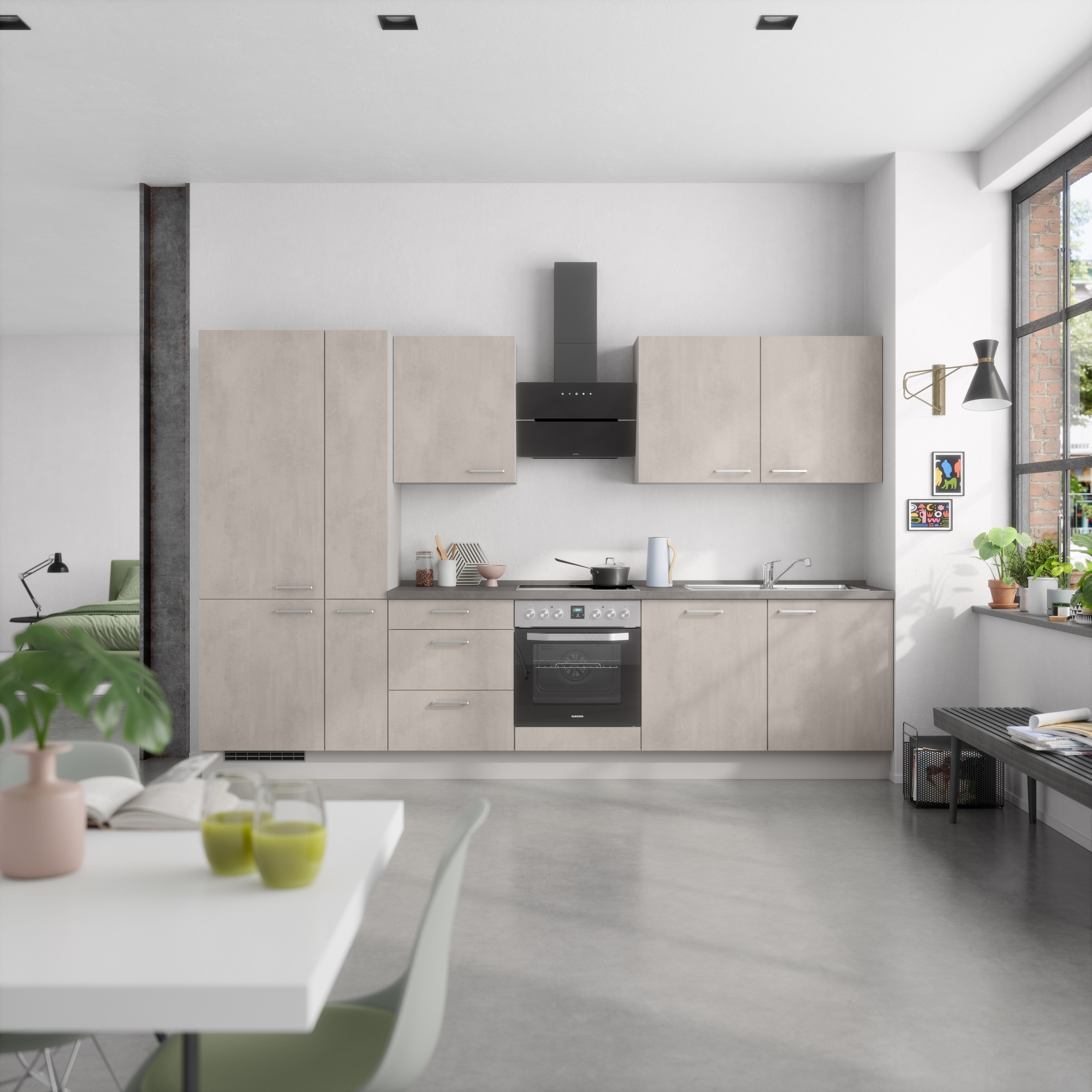 nobilia® Küchenzeile »"Riva II"« vormontiert,  Ausrichtung wählbar, Breite 330 cm, wahlw. mit E-Geräten