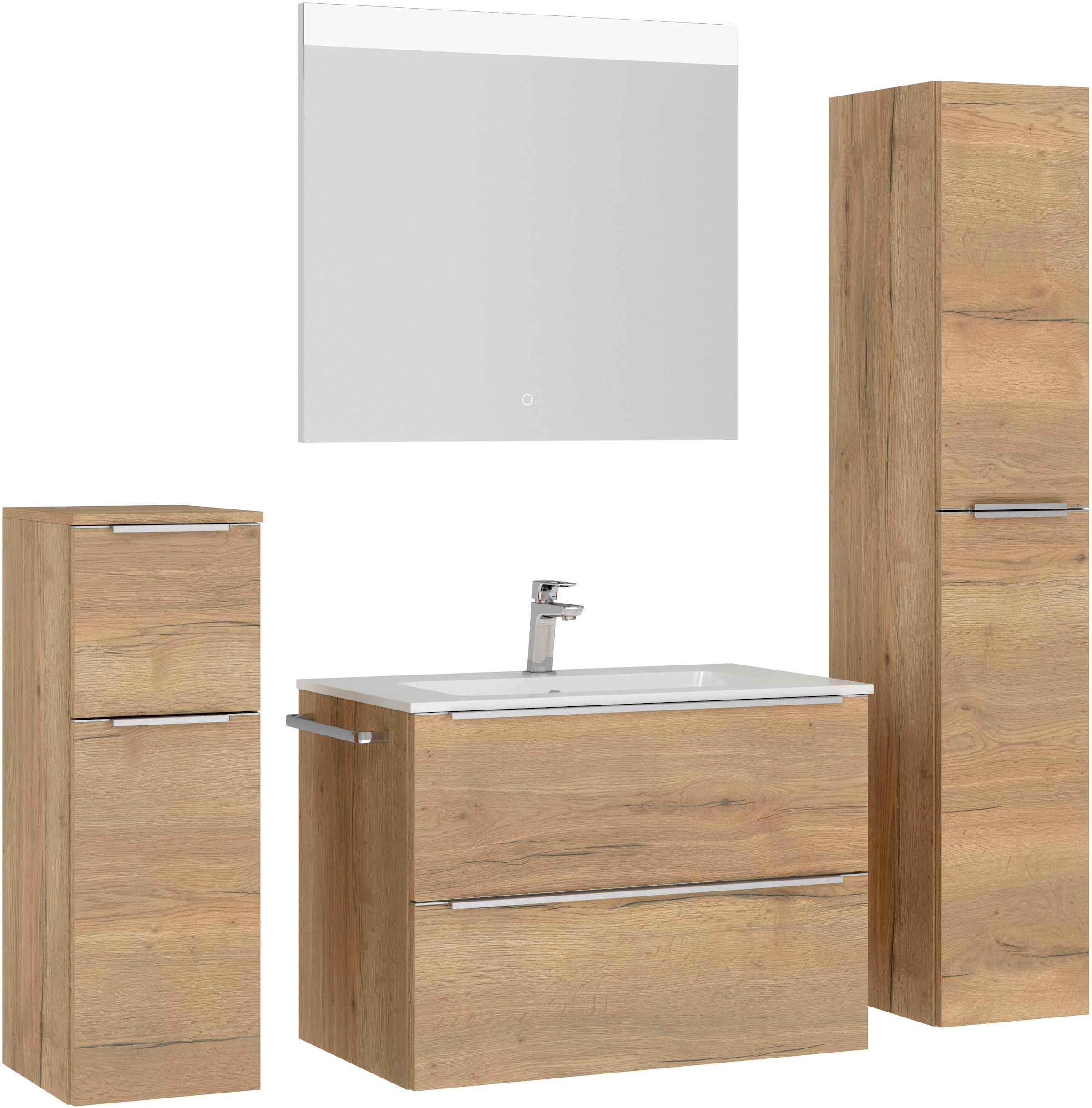 nobilia® Badmöbel-Set »Levere« vormontiert, mit Soft-Close, 4 Stk. tlg. günstig online kaufen