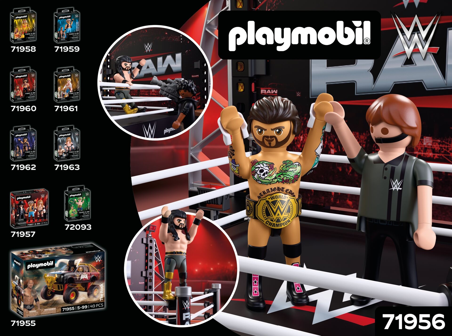Playmobil® Konstruktions-Spielset »WWE RAW Ring Collectors Set (71956), WWE« Made in Europe
