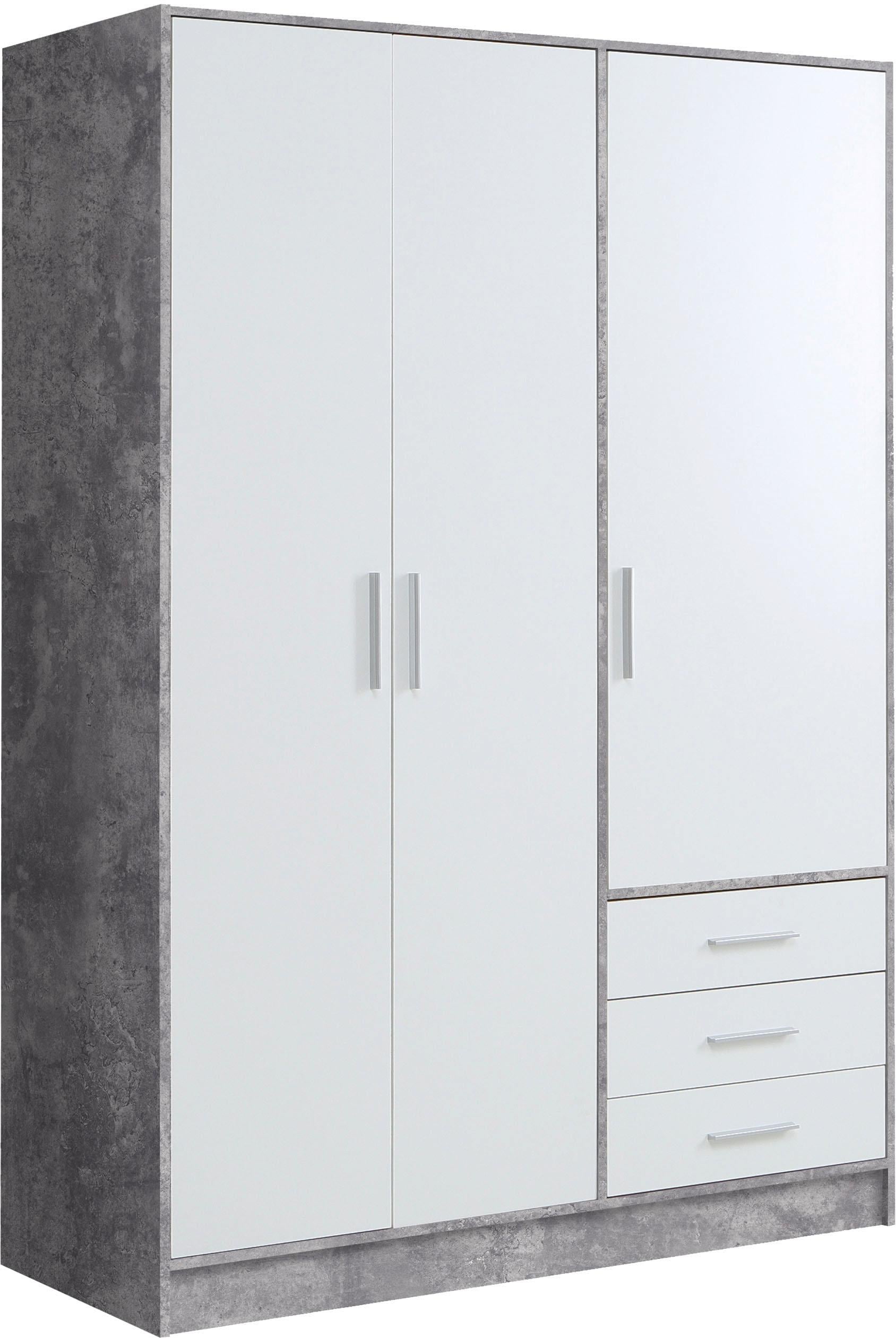 FORTE Kleiderschrank »Jupiter, Made in Europe, mit Schubladen«, (Maße (T/H): 60/200 cm), Stauraum, 2 Breiten, 4 Farben, Schubladen, variable Einlegeböden