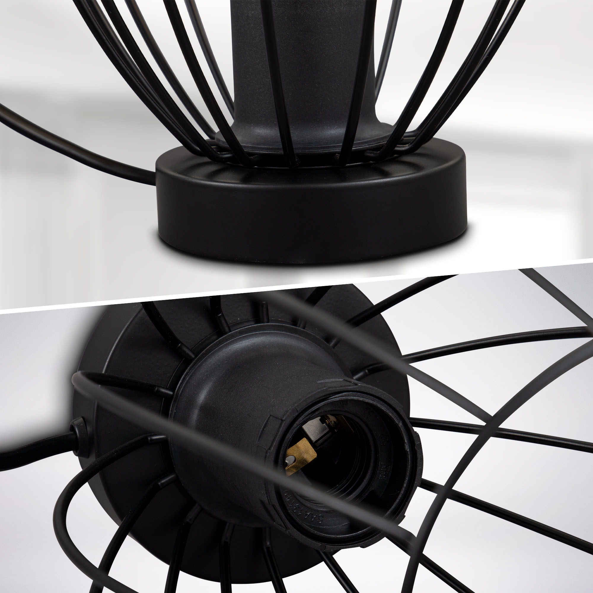 B.K.Licht Tischleuchte »Retro-Tischlampe, Metall, Schwarz«, 1 flammig, Leuchtmittel E27 | ohne Leuchtmittel, E27-Fassung, ohne Leuchtmittel, inkl. Kabelschalter, Ø17,5cm