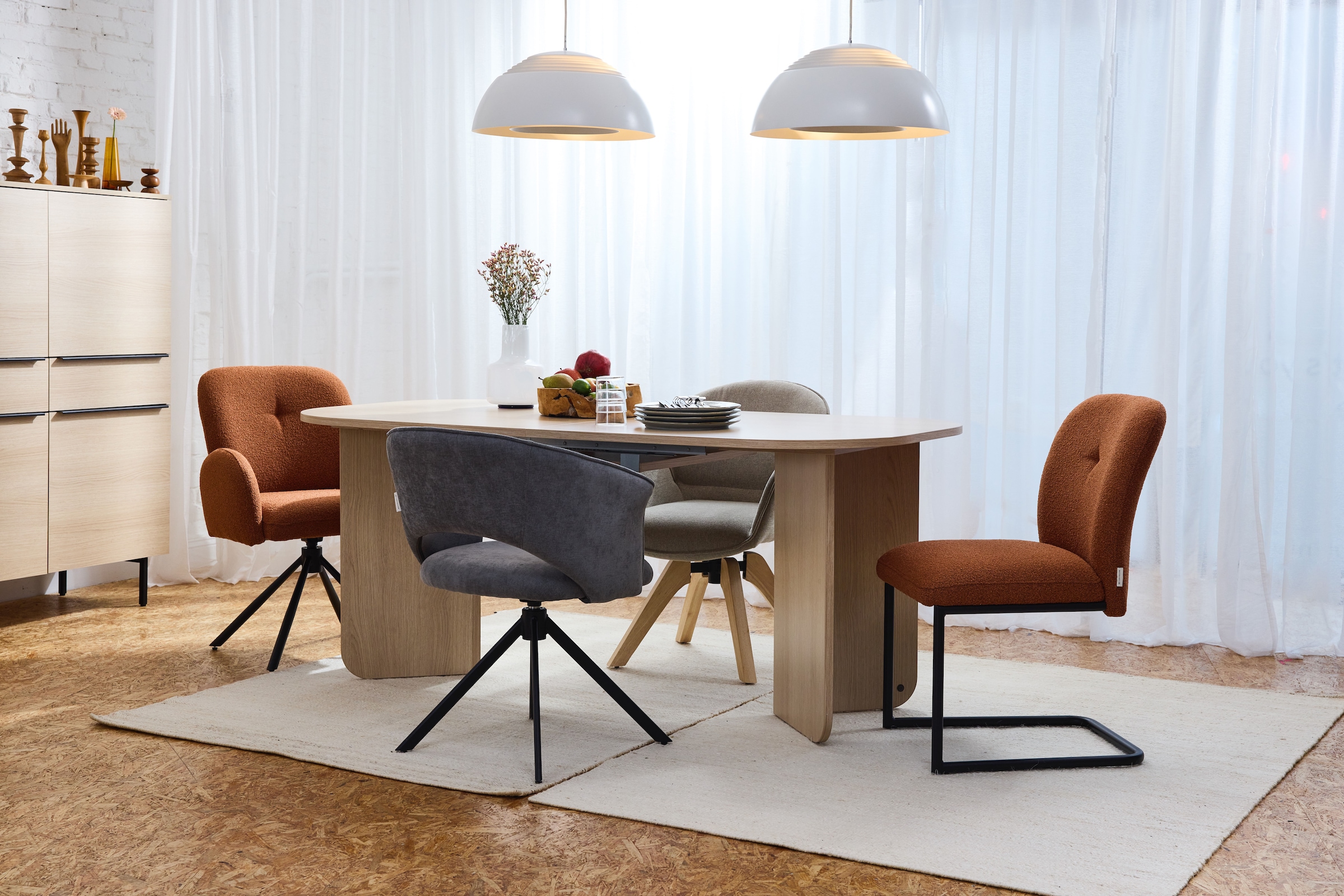 TOM TAILOR HOME Freischwinger »PEBBLE CHAIR«, (Set), 2 St., Webstoff Bouclé, Esszimmerstuhl, Freischwinger, 140 kg belastbar, Rundrohrgestell