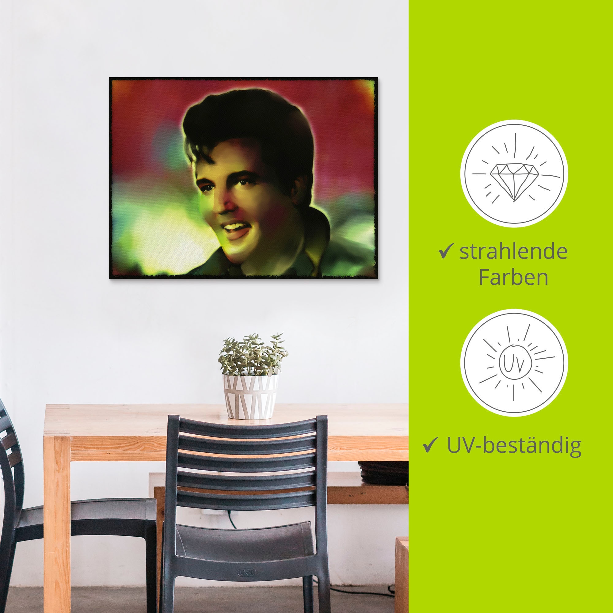 Artland Wandbild »Elvis, Star - Pop Art«, Bilder von berühmten Musikern, (1 St.), als Alubild, Leinwandbild, Wandaufkleber oder Poster in versch. Größen