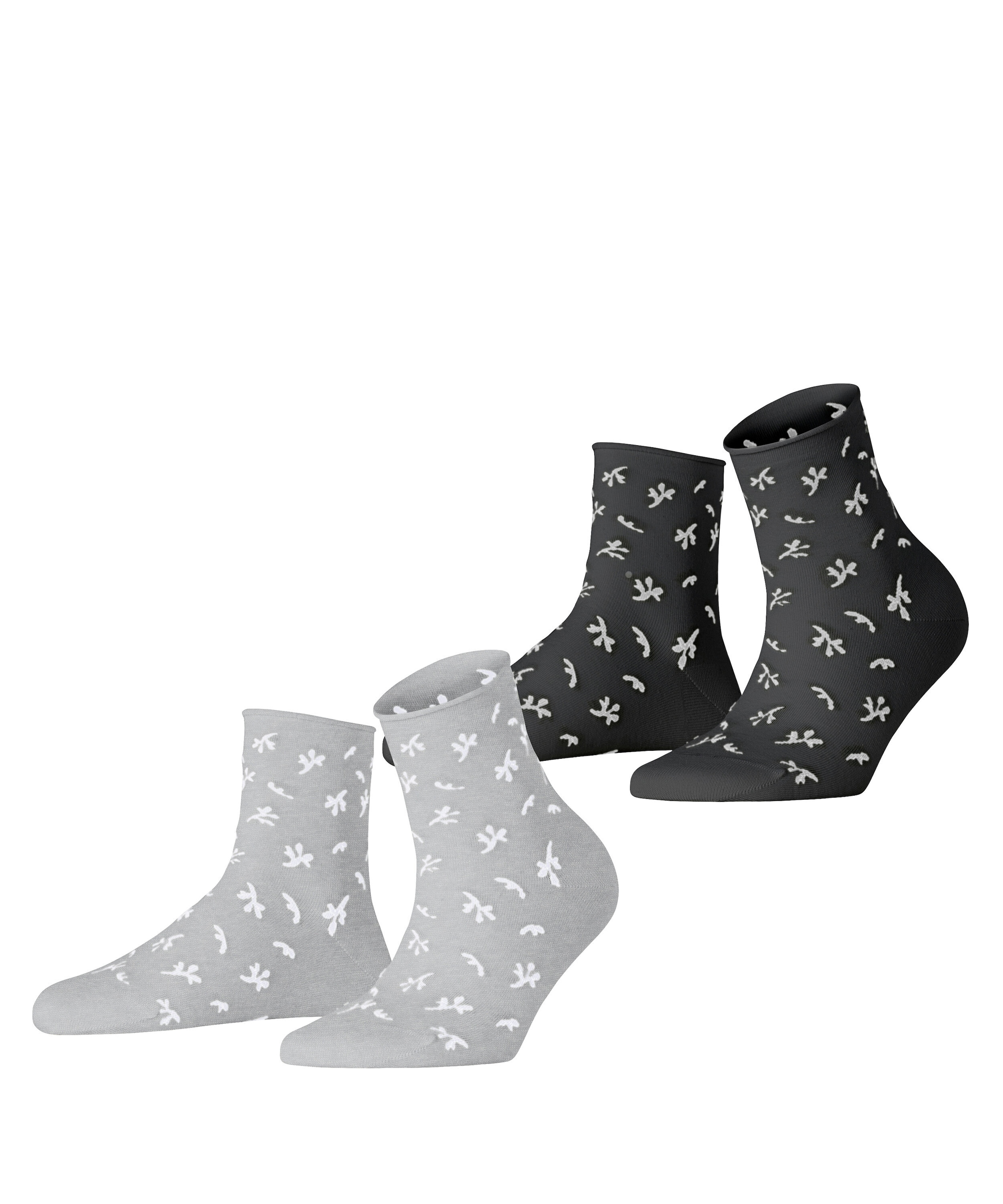 Esprit Kurzsocken »Twig« 2 Paar,  mit kleinem Rollrand, florales Muster