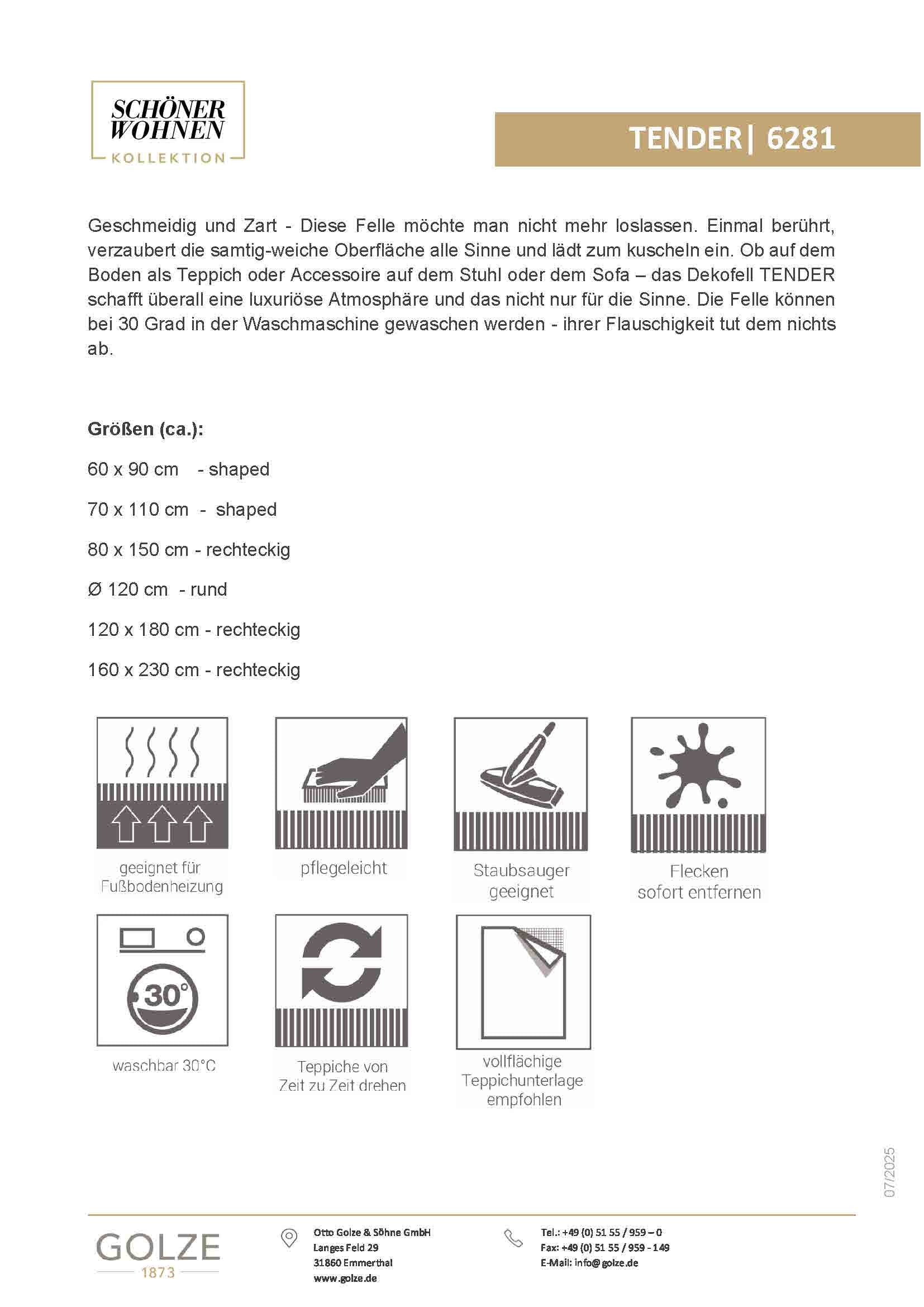 SCHÖNER WOHNEN-Kollektion Fellteppich »Tender« rund 26 mm Höhe besonders weich durch Microfaser, Kunstfell, waschbar, Wohnzimmer