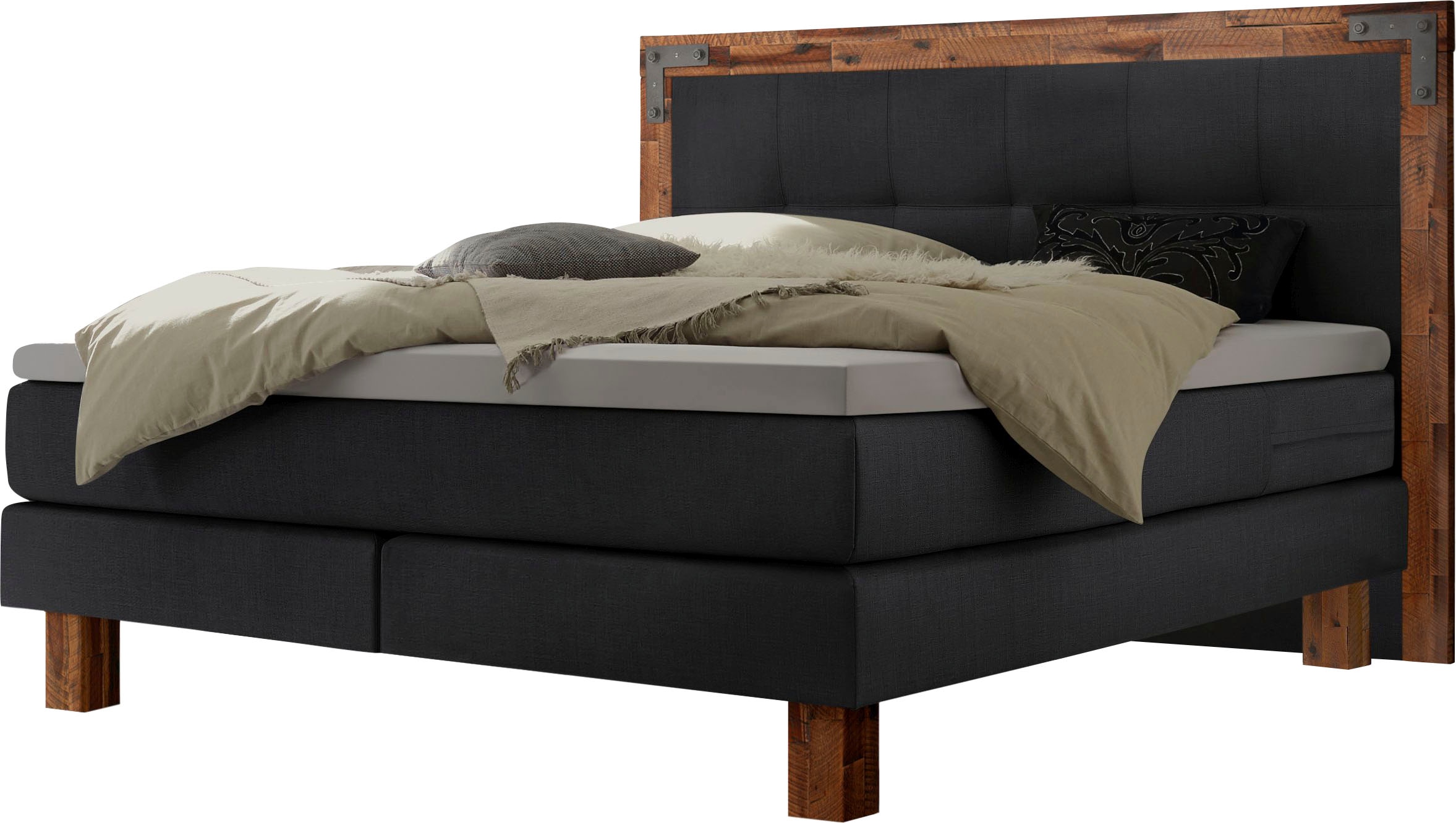 HASENA Boxspringbett Memphis, im Vintagelook, Massivholz-Umrandung, Tonnent günstig online kaufen