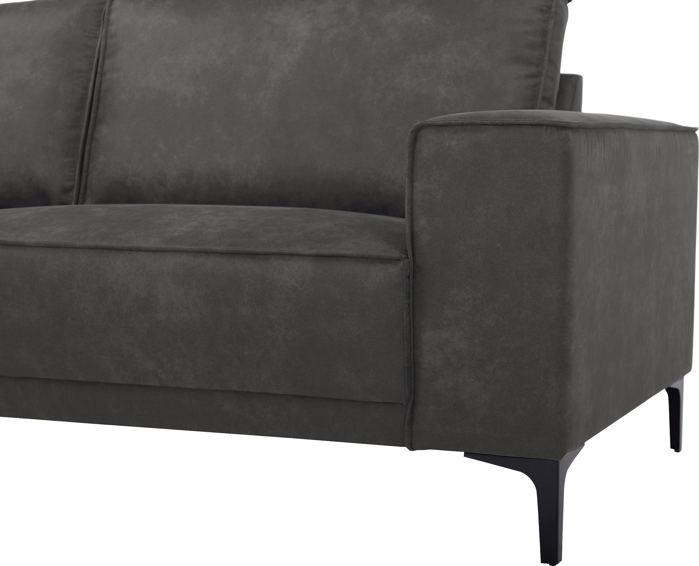 Places of Style Ecksofa »Polsterecke Oland, Struktur, Flachgewebe, Luxus-Microfaser, Boucle«, L-Form, 280 cm, Wellenunterfederung, Skandi-Design, Metallfüße