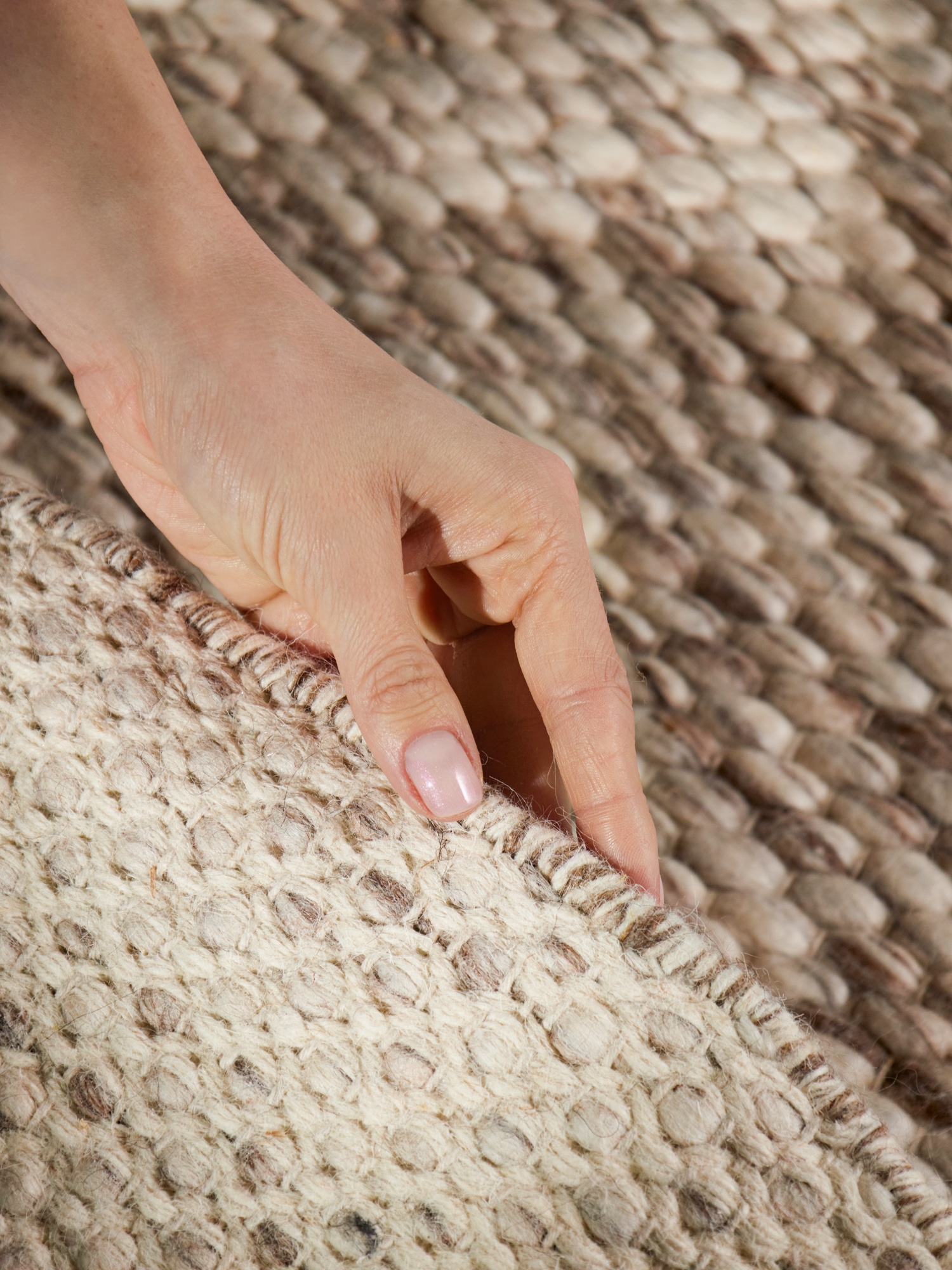 ELLE DECORATION Wollteppich »Beans« rund 10 mm Höhe Handweb Teppich Wolle, Rund, Perlenstruktur, Wohnzimmer, Schlafzimmer