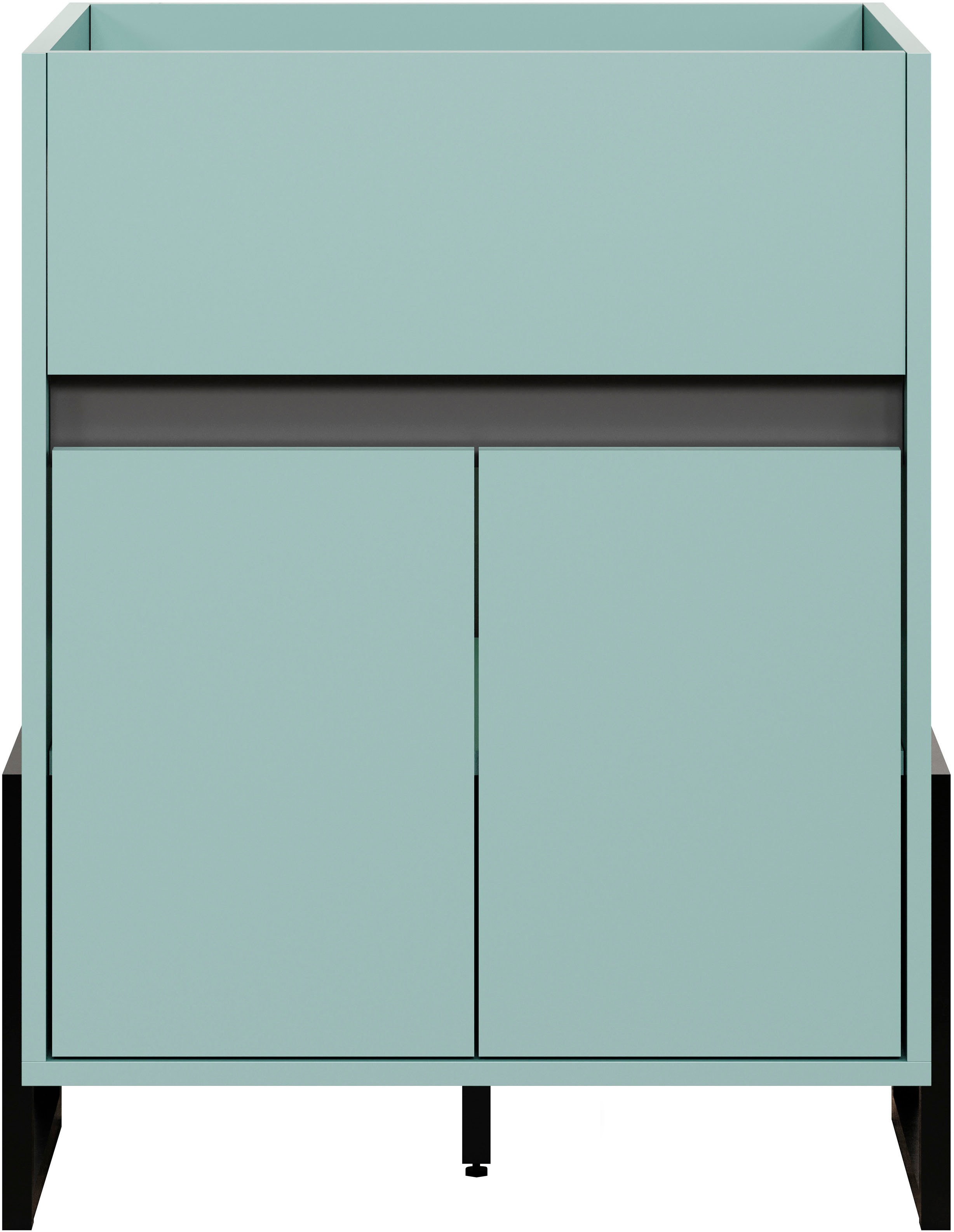 Waschbeckenunterschrank „Malcesine“, (1 St.), grifflos, matt, blau, ohne Waschbecken, Dusk Blue Melamin B/H/T: 64 cm x 80 cm x 46 cm