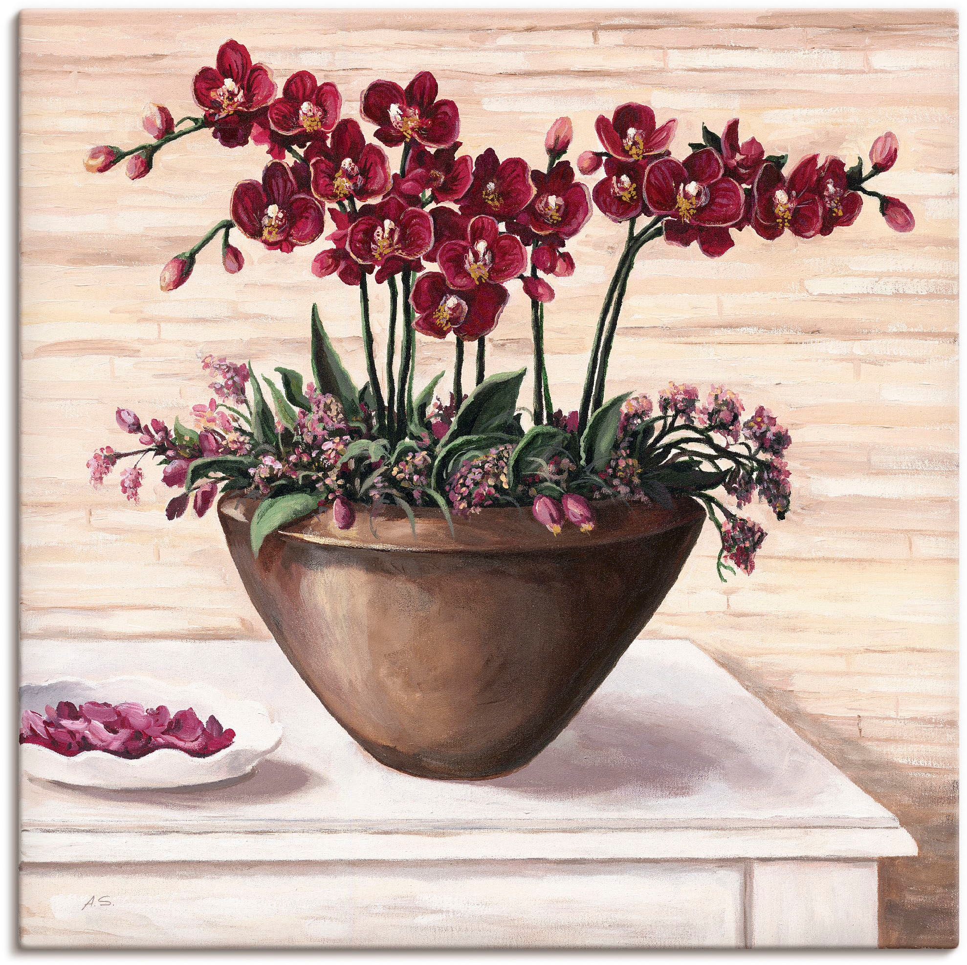 Artland Wandbild »Orchideen in Bordeaux« 1 Stk. tlg. als Alubild, Outdoorbi günstig online kaufen