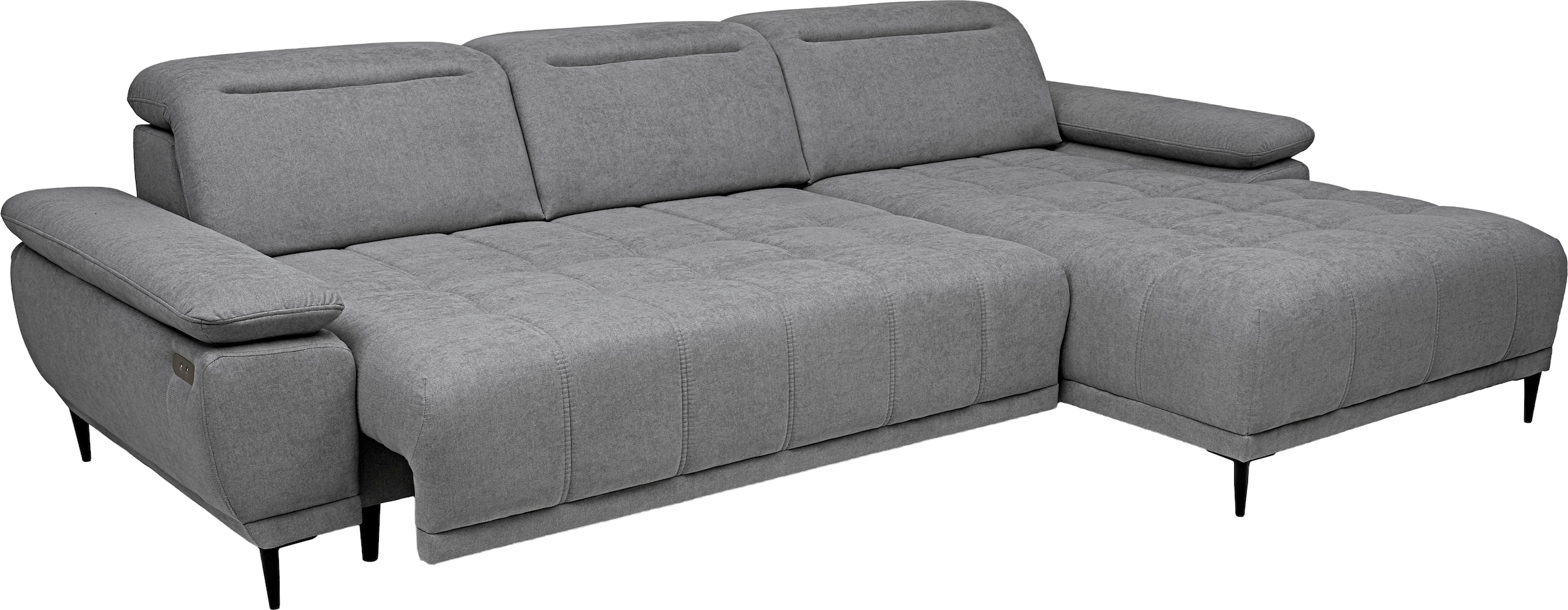 WERK2 Ecksofa »Focus-S Breite 277cm, bequem, elek. Sitztiefenverst., verst. Kopfteile« Luxus-Microfaser weich, L-Form, XXL, elektrische Sitztiefenverstellung