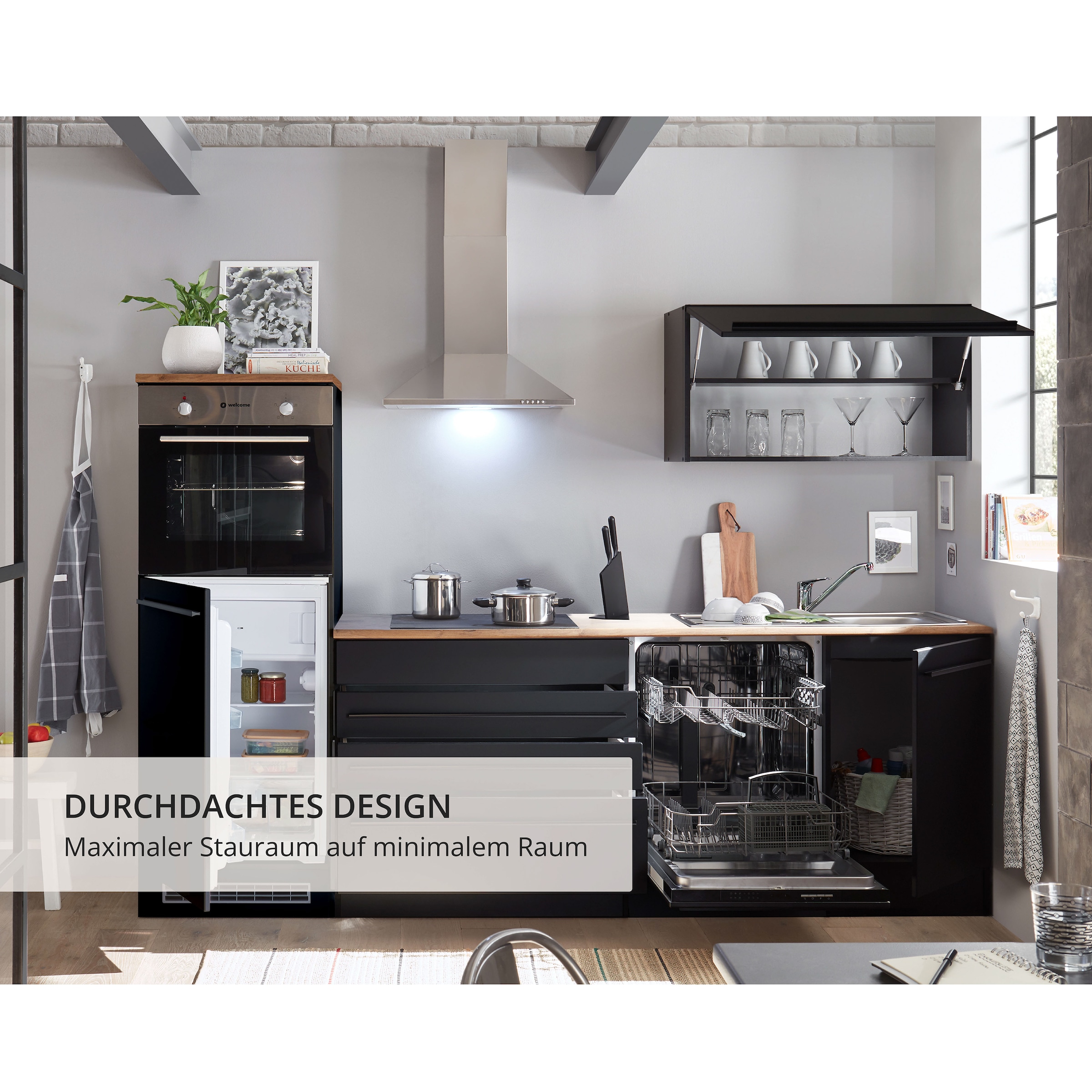 BASIC by Balculina Küchenzeile »Jazz«, Breite 260 cm, wahlweise mit E-Geräten