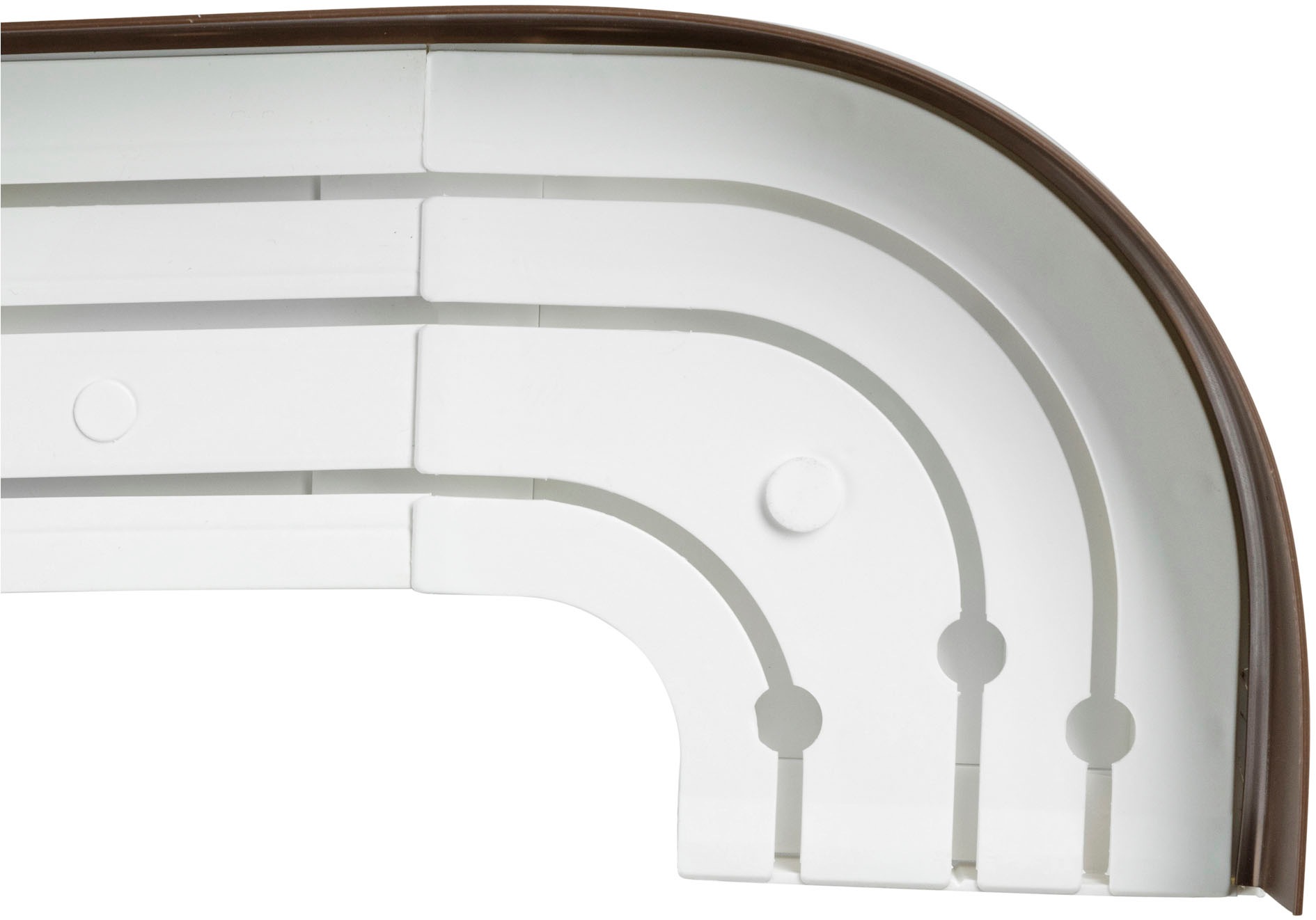 SN DECO GROUP Vorhangschiene »SH3«, 3 läufig-läufig, Fixmaß, Set 3-läufig,inkl. Rundbögen, Blende 5 cm, vorgebohrt, Innenlauf