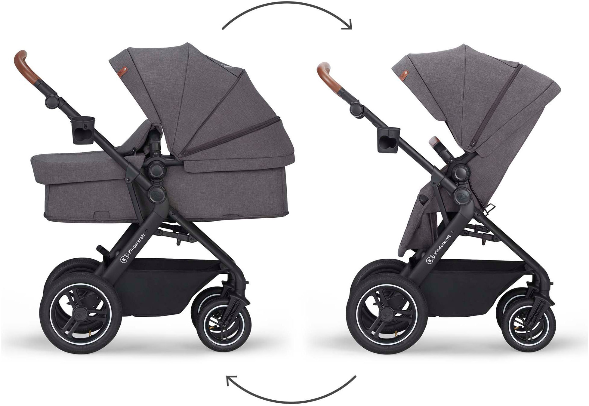 Kinderkraft Kombi-Kinderwagen »B-TOUR PRO 3in1« 22 kg inkl. Babyschale, Adaptern, Wickeltasche