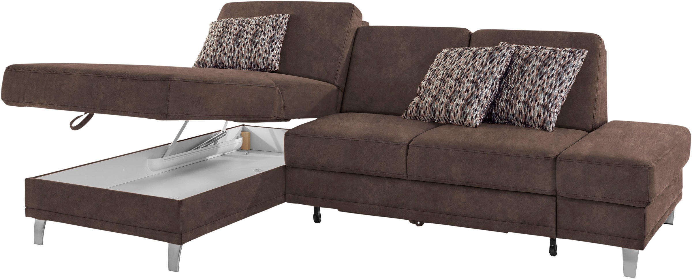 sit&more Ecksofa »Clio L-Form«, wahlweise mit Bettfunktion oder Vorziehsitz und Bettkasten, Federkern