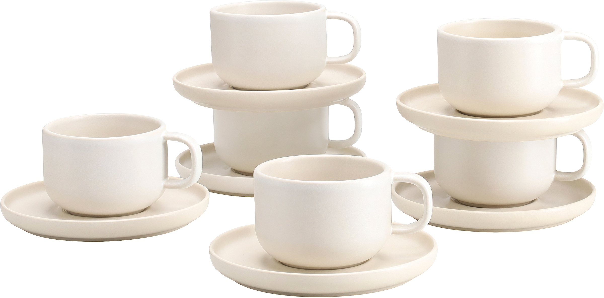 CreaTable Tasse »Uno, Kaffeetassen, Set 12-tlg.« hochwertiges Steinzeug, seidenmatte Spezialglasur