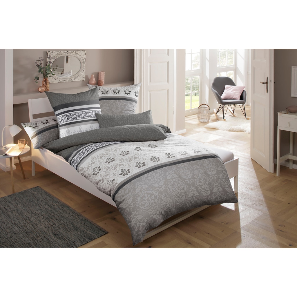 Home affaire Bettwäsche »Cremona in Renforcé, Biber (Flanell) und PolyCotton Qualität, romantisch, verspielte Ornamente, geeignet im Winter & Sommer, Landhausstil«, (2 tlg.)