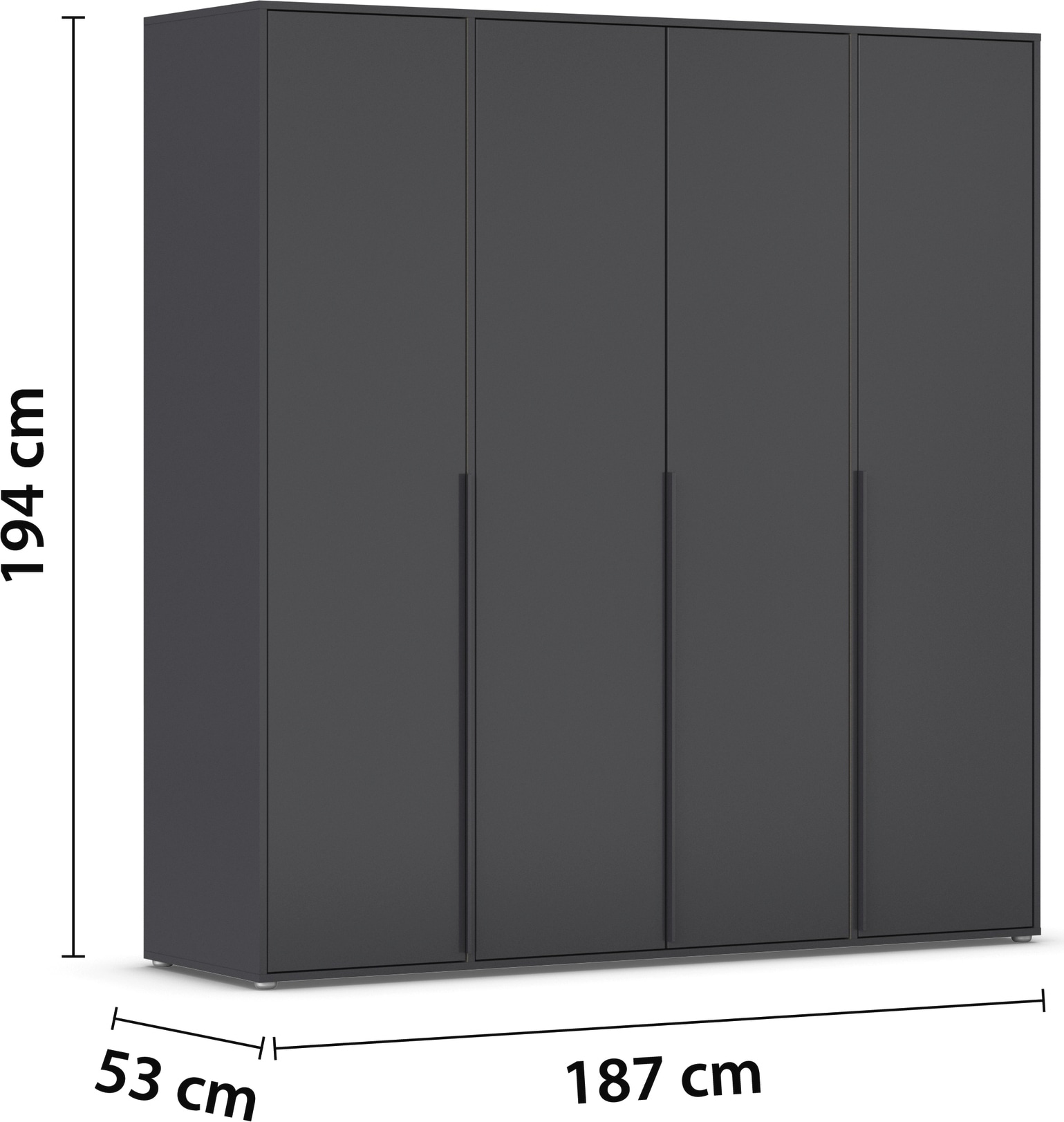 rauch Drehtürenschrank »Kleiderschrank Schrank Garderobe Wäscheschrank NAGATA viel Stauraum«, (in 3 verschiedenen Ausstattungen BASIC/CLASSIC/PREMIUM), mit modernen Stangengriffen in Graumetallic TOPSELLER MADE IN GERMANY