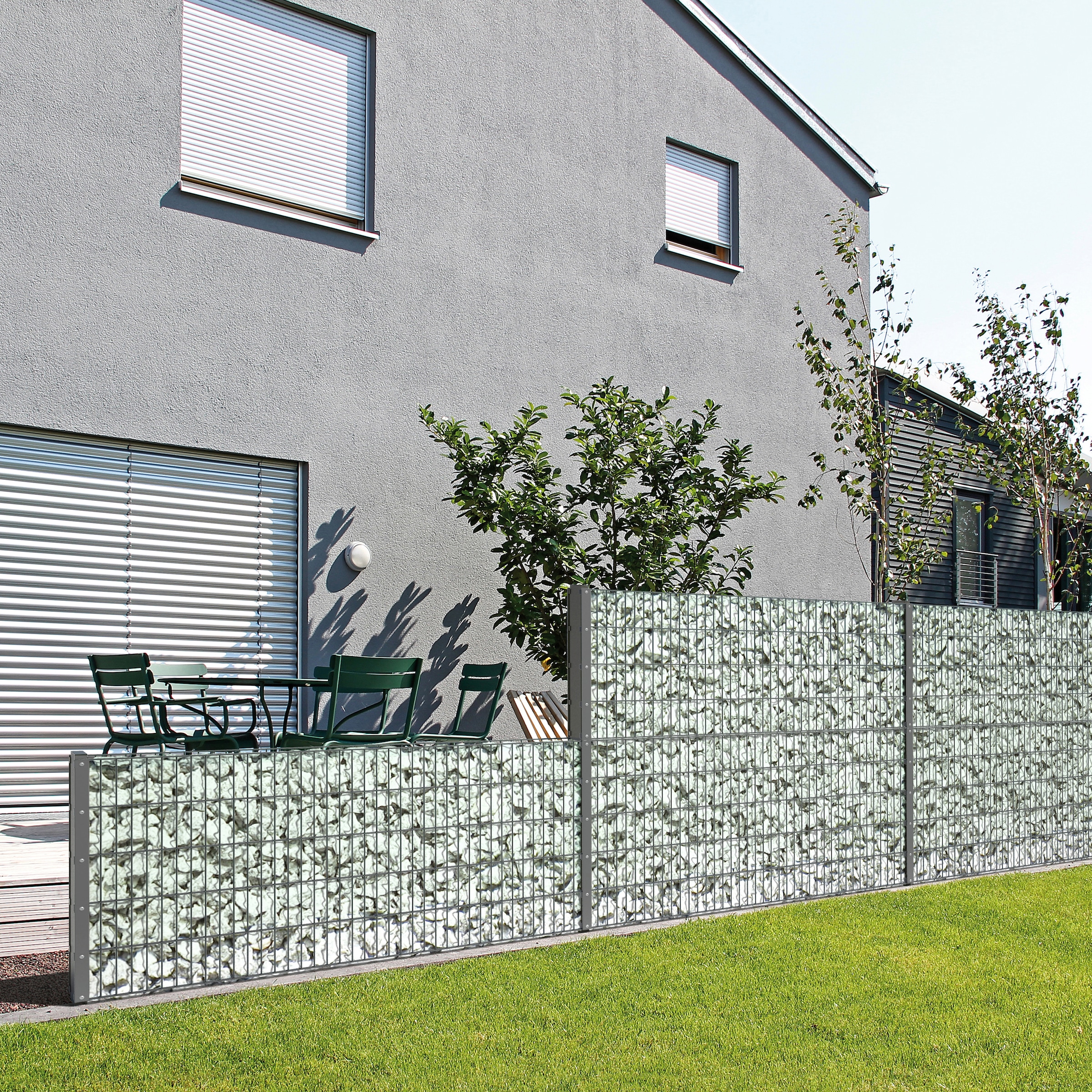 Alberts Gabionenzaun »Gabionen-Anbauset Step²«, anthrazit, Höhe: 100 und 180cm, Breite: 2m, zum Einbetonieren