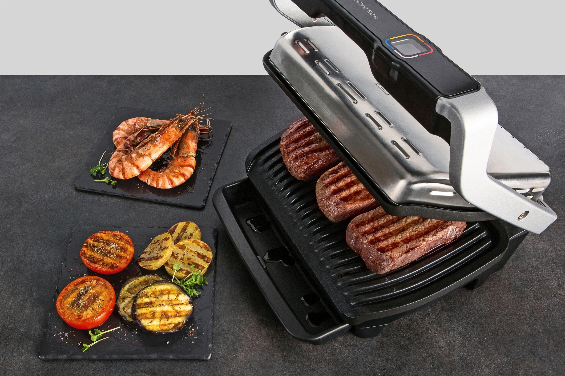 App Kontaktgrill Elite«, OptiGrill 2000 Tefal online Grillboost-Funktion, kaufen intuitiver W, Sensor, 12 Programme, Rezeptbuch »GC750D