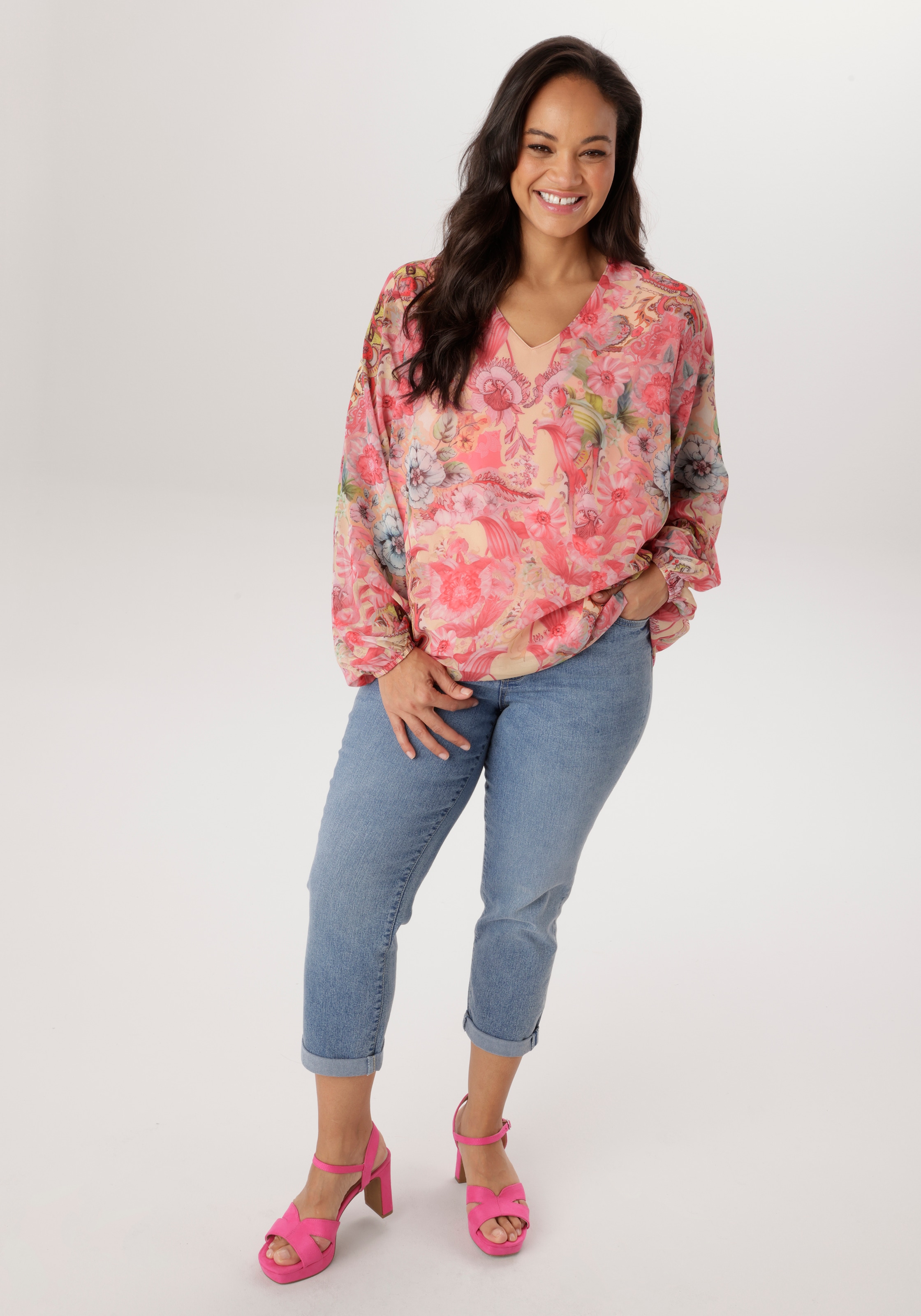 Aniston PLUS Schlupfbluse mit Blumendruck - NEUE KOLLEKTION