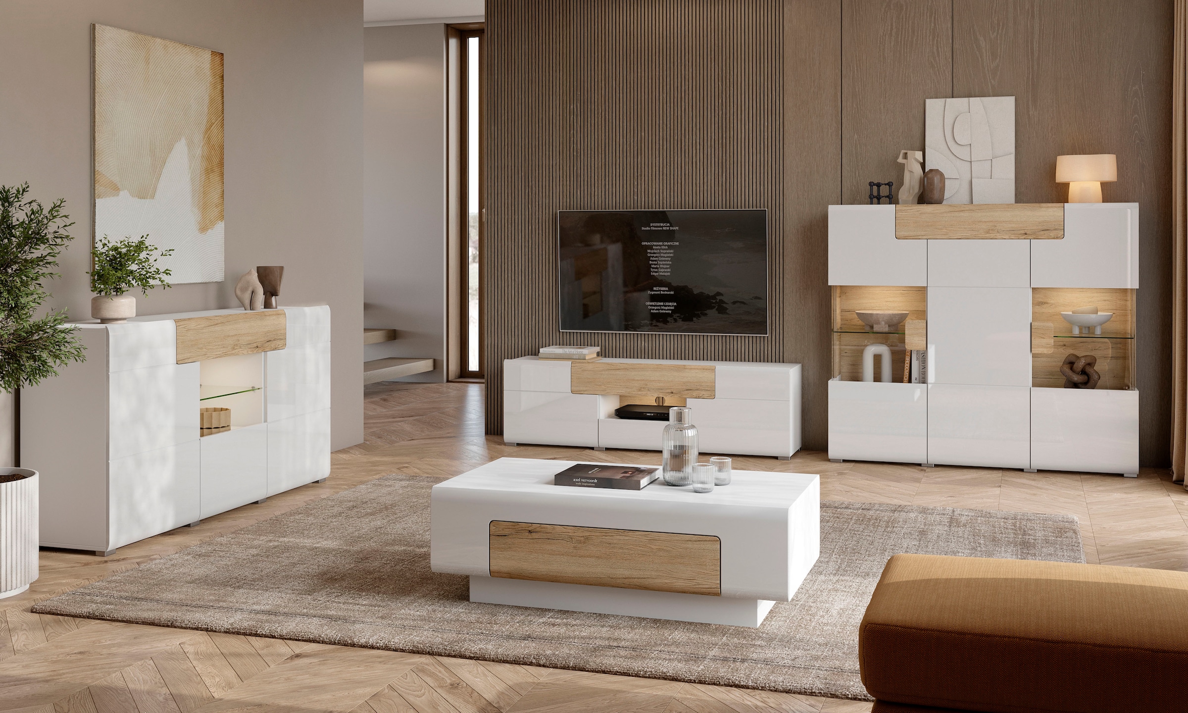 OTTO home Lowboard »Toledo,Breite 159cm, trendige TV-Schrank mit dekorative Fräsungen« TV-Board ohne Beleuchtung, TV-Kommode mit viel Stauraum