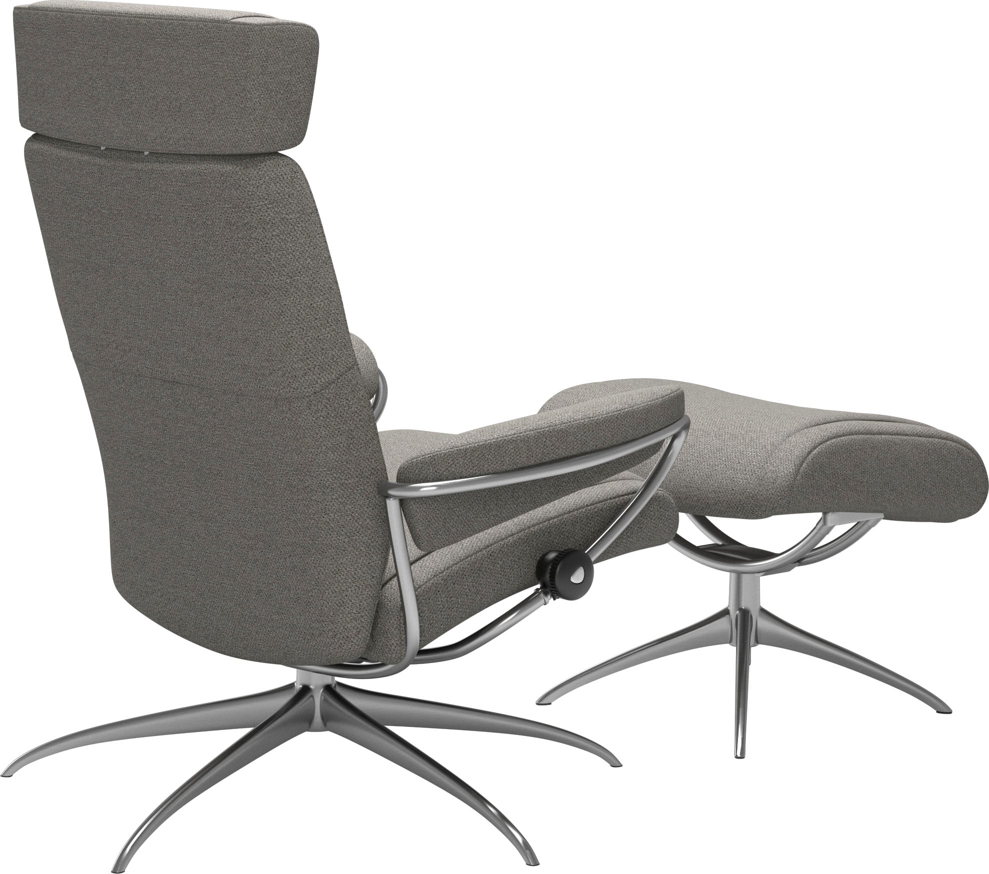 Stressless® Relaxsessel »Paris«, (Set, Relaxsessel mit Hocker), mit Hocker, Low Back mit Kopfstütze, mit Star Base, Gestell Chrom