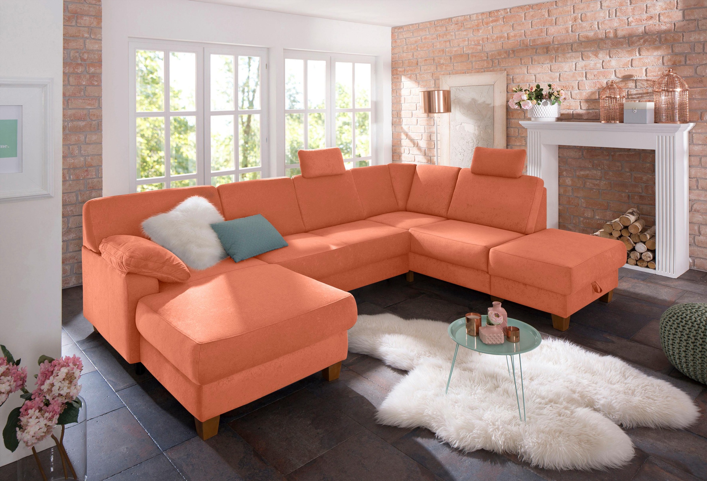 Home affaire Wohnlandschaft »Belfort U-Form« mit Federkern, wahlweise mit B günstig online kaufen