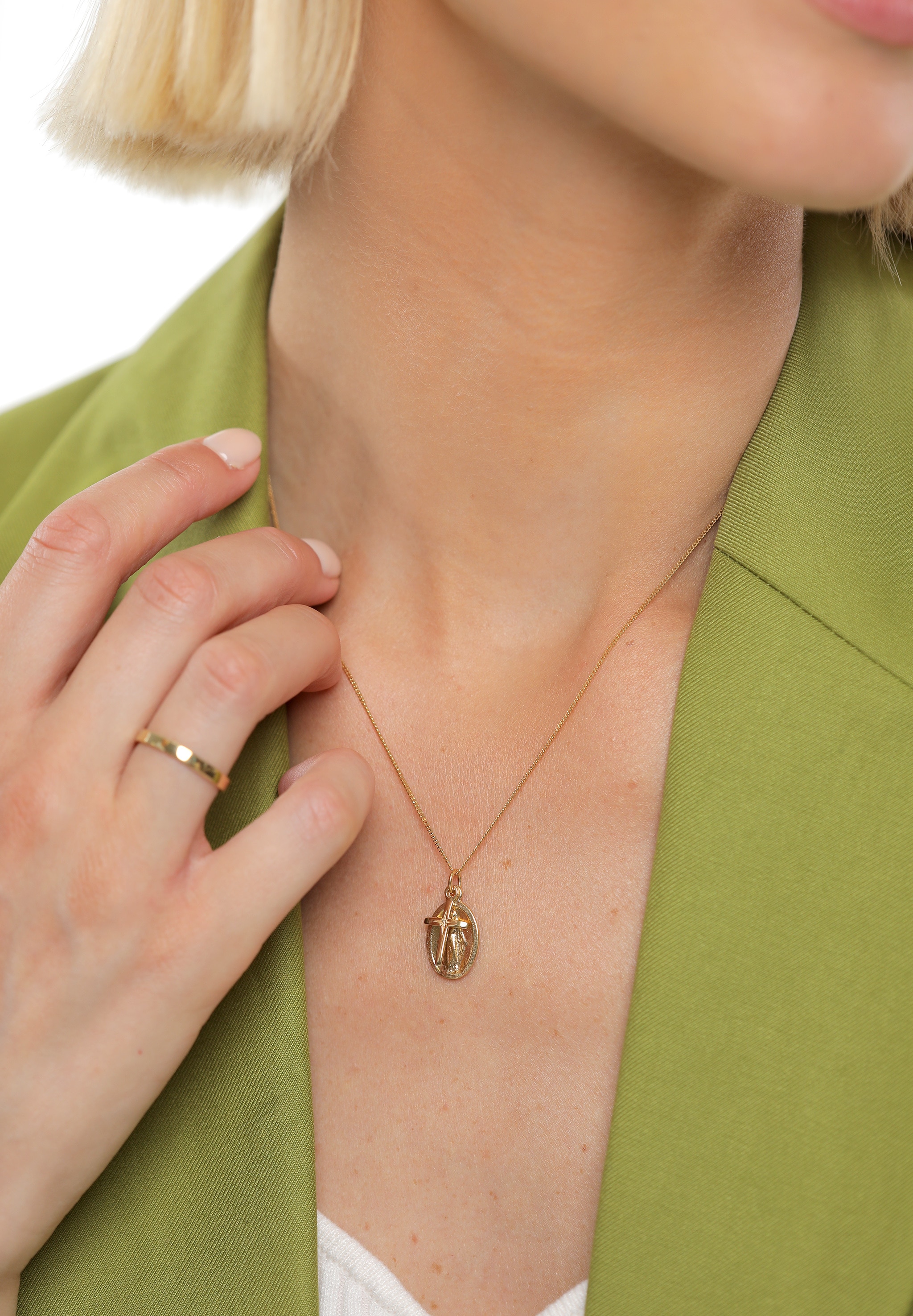 Elli Kette mit Anhänger »Kreuz Marienbild Glaube Religion 925 Silber«